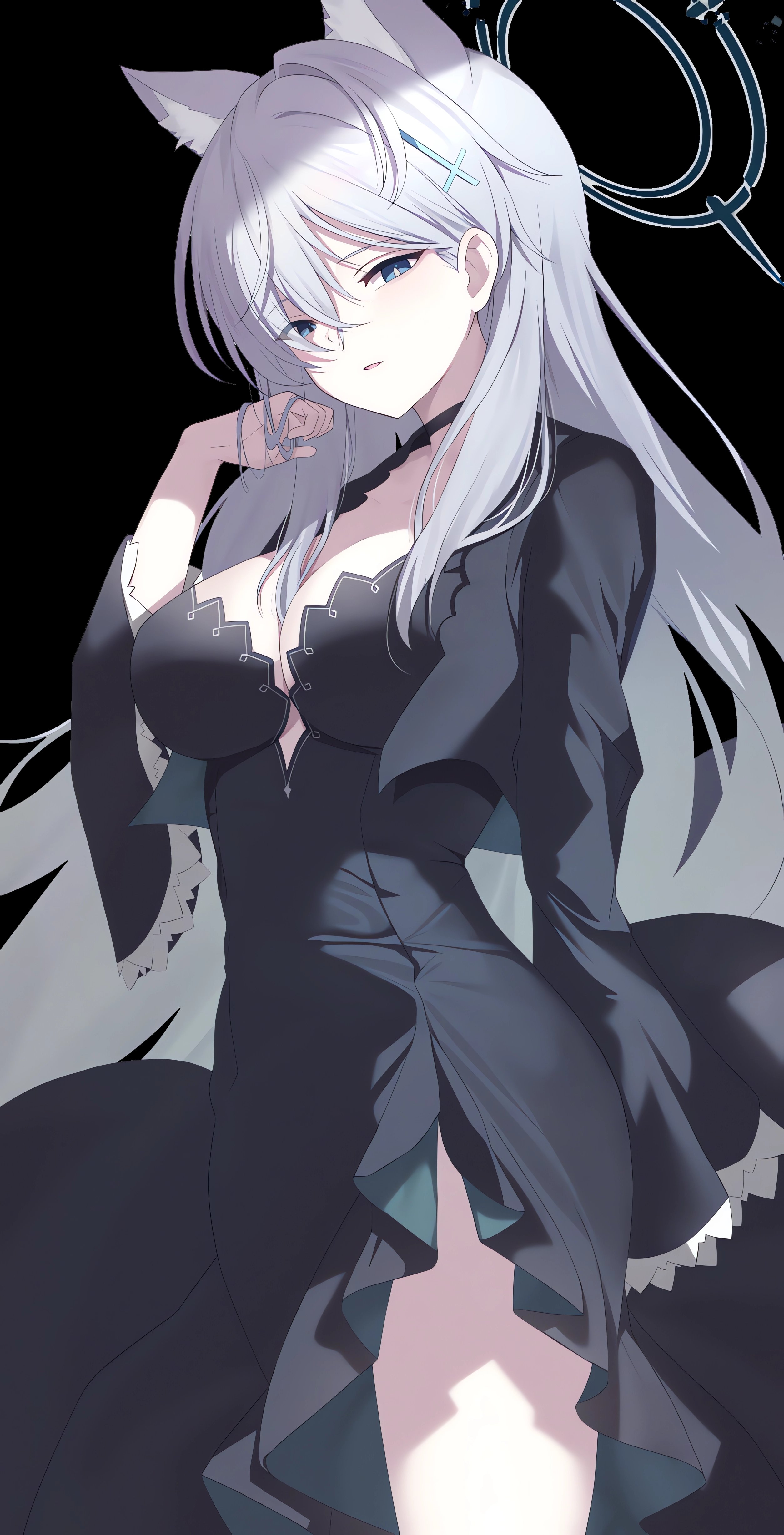 Shiroko Sunaookami Dark Dress 4K Wallpaper