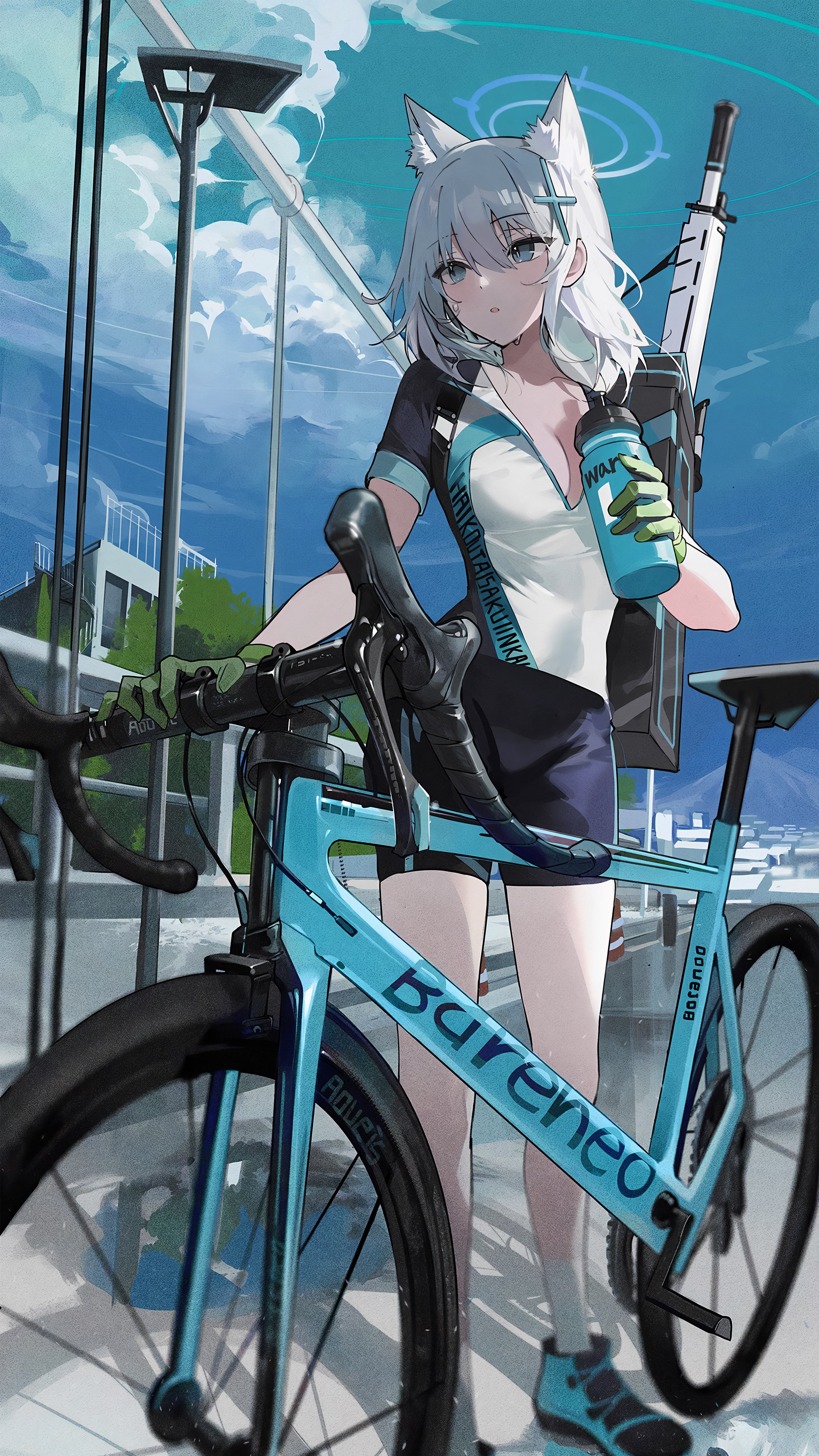 Shiroko Sunaookami Cycling Wallpaper – Blue Archive 4K