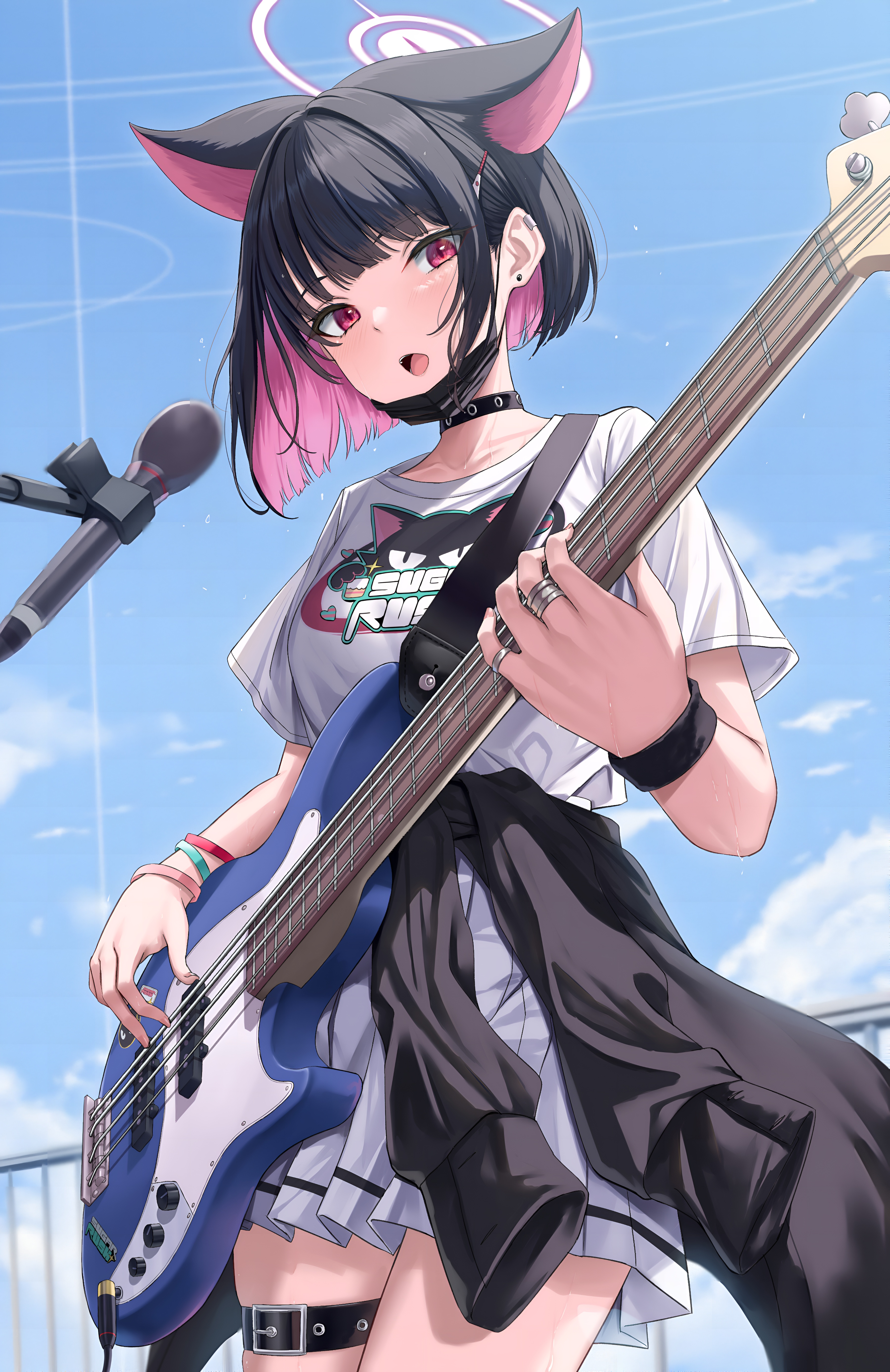 Kyouyama Kazusa Bass Guitar Wallpaper Blue Archive