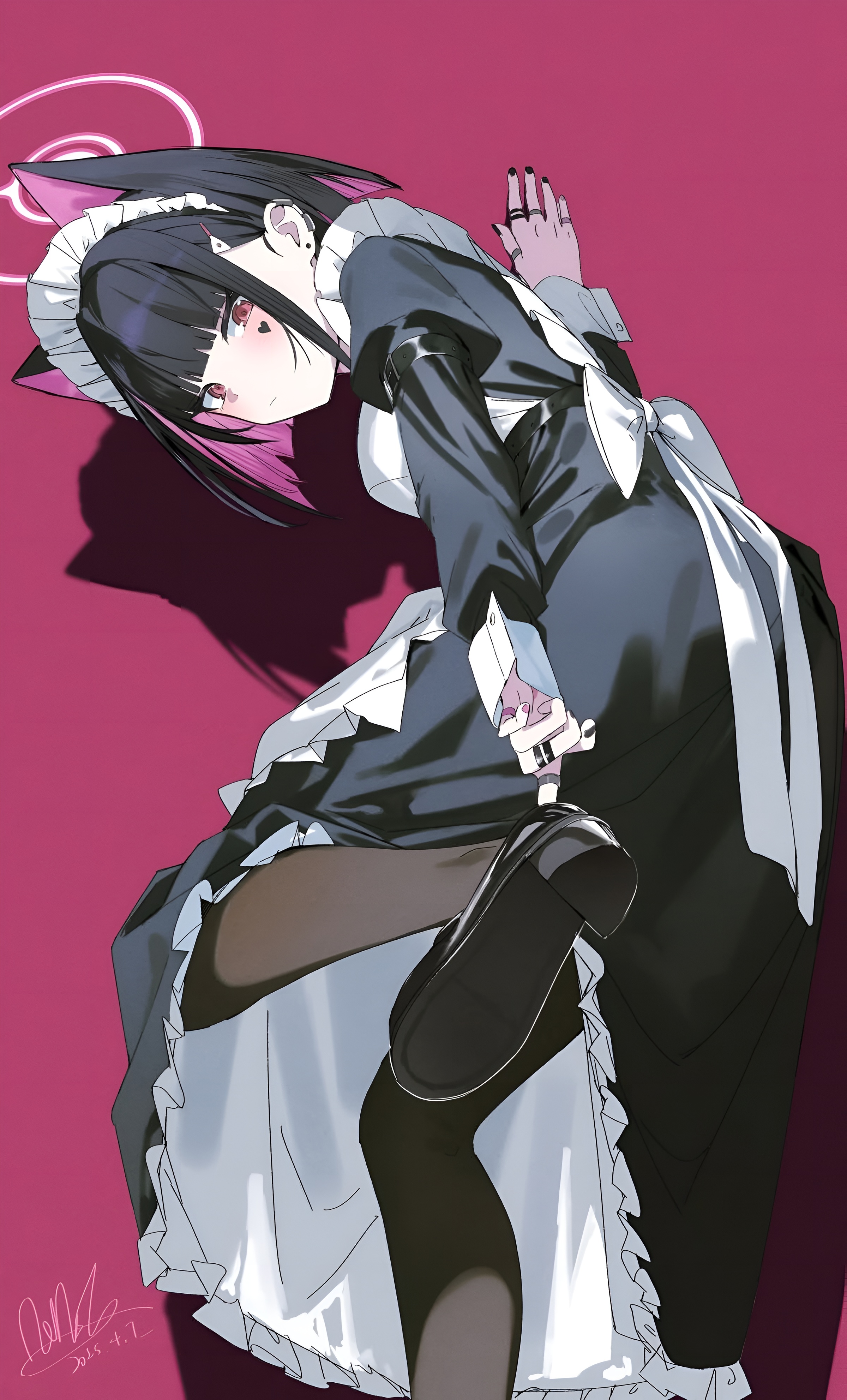 Kyouyama Kazusa Maid Wallpaper Blue Archive 4K
