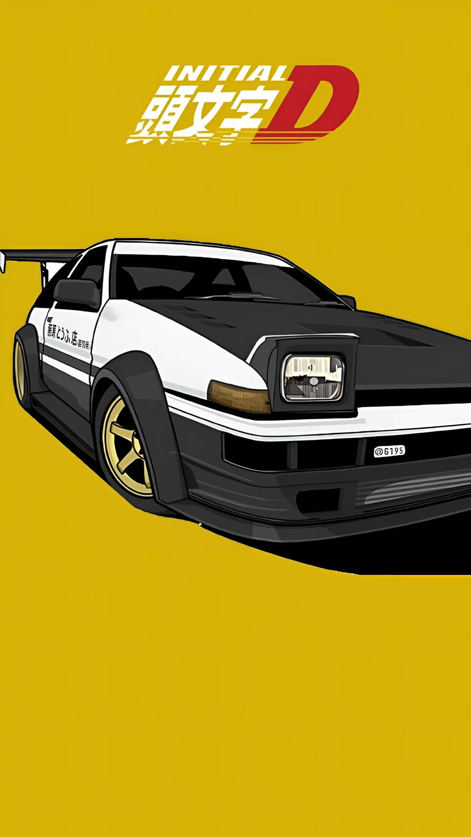 Initial D AE86 Yellow Anime 4K Wallpaper