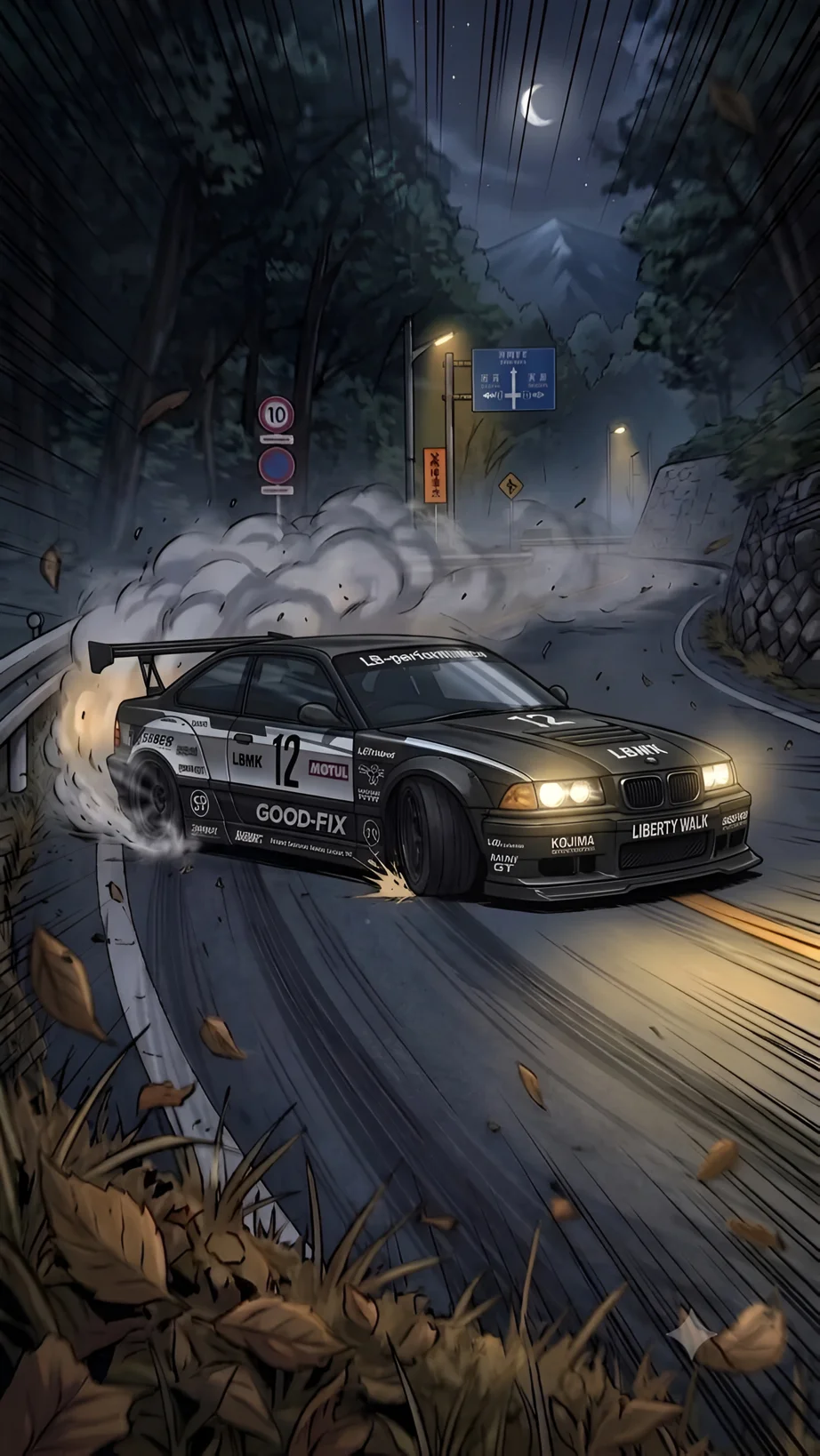 Initial D BMW Night Drift 4K Wallpaper