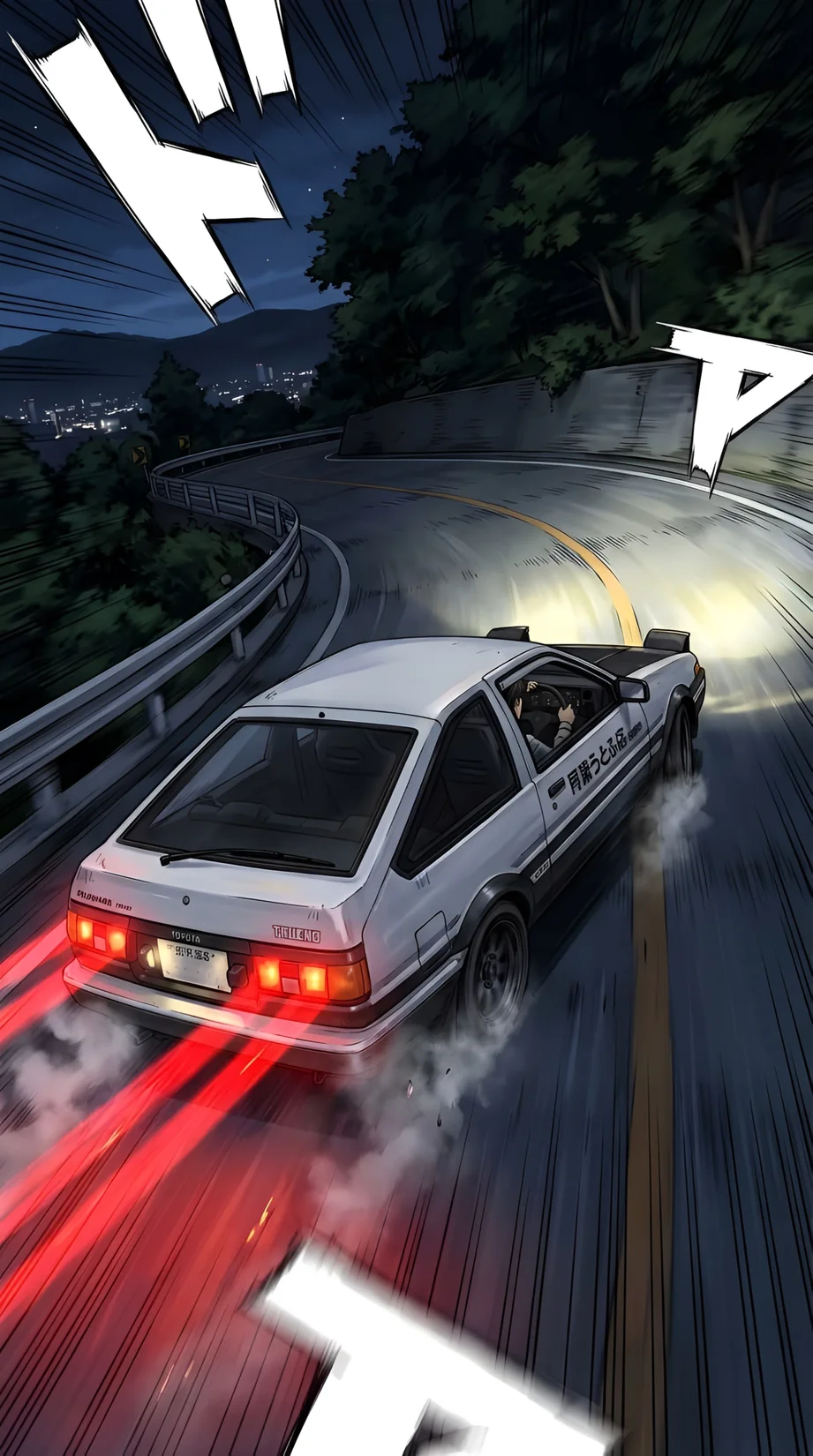 Initial D Mountain Drift 4K Anime Wallpaper