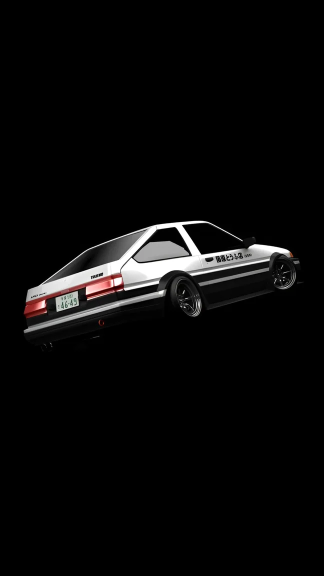 Initial D Toyota AE86 Black Background Wallpaper