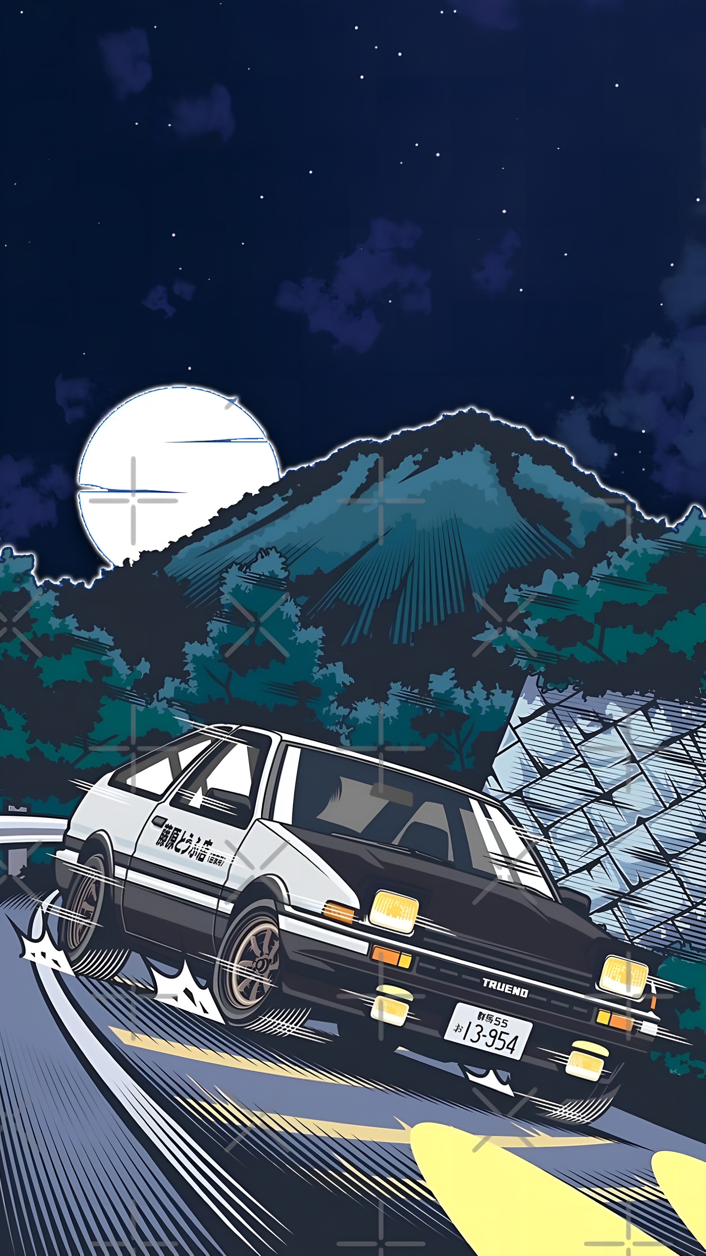 Initial D AE86 Moonlit Mountain Drift Wallpaper