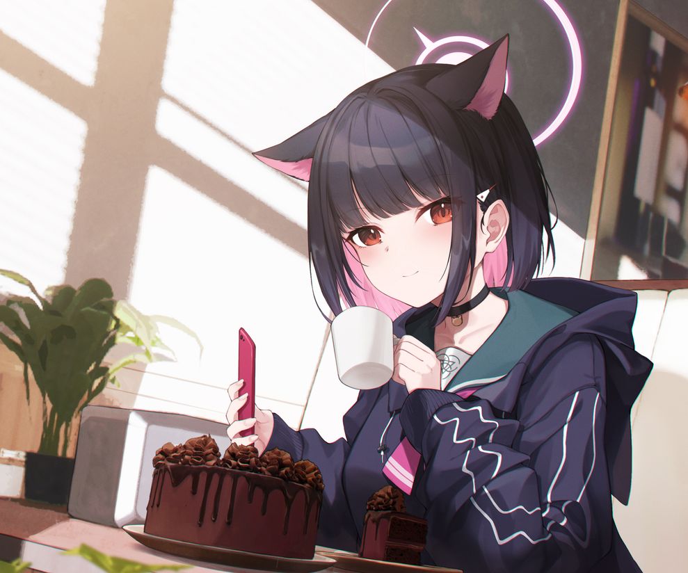 Kyouyama Kazusa Cafe Wallpaper – Blue Archive 4K