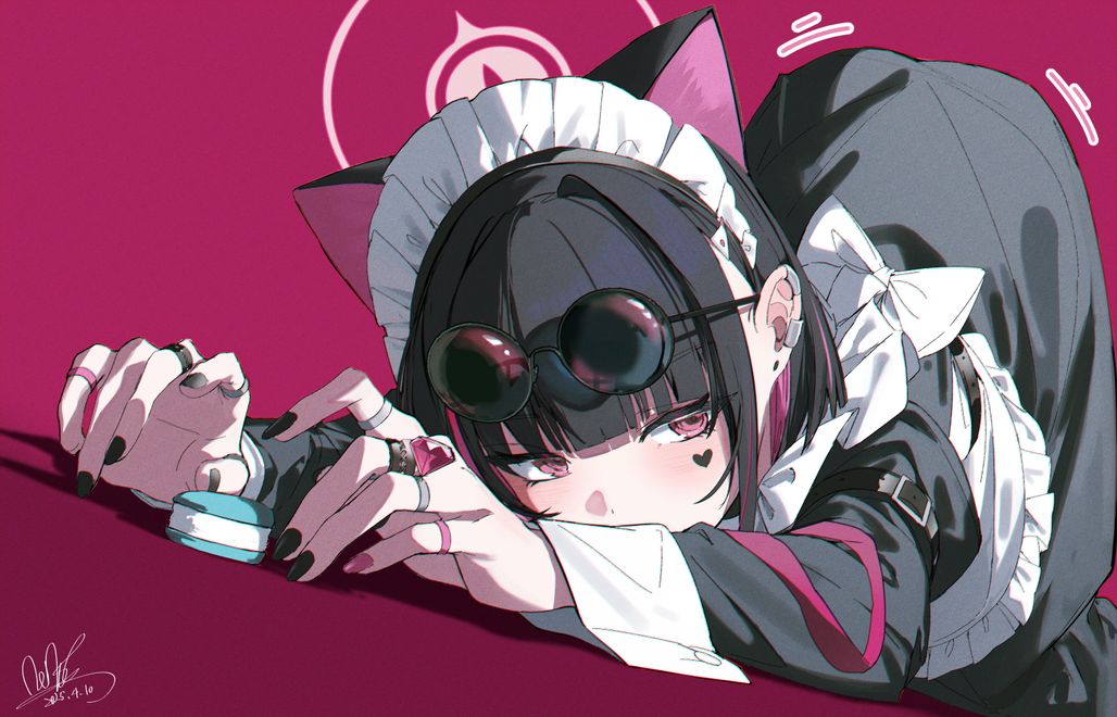 Kyouyama Kazusa Maid Cat Wallpaper – Blue Archive