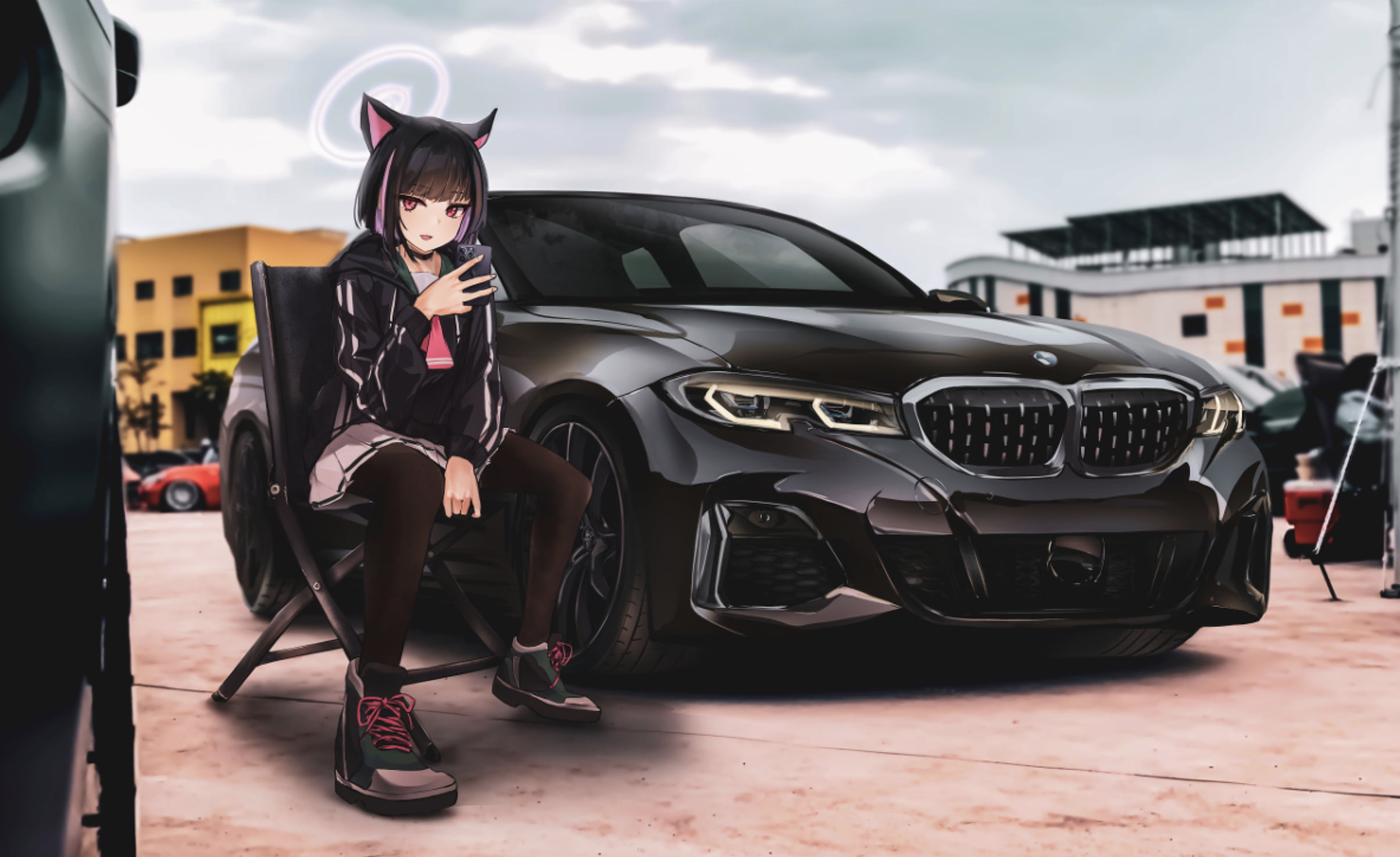 Kyouyama Kazusa BMW Car Wallpaper Blue Archive