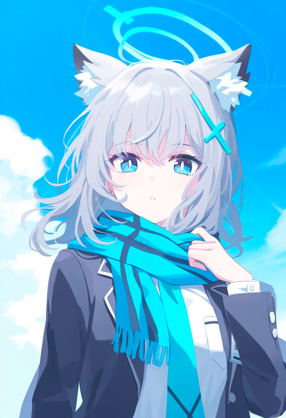 Shiroko Sunaookami Blauer Himmel Anime Wallpaper