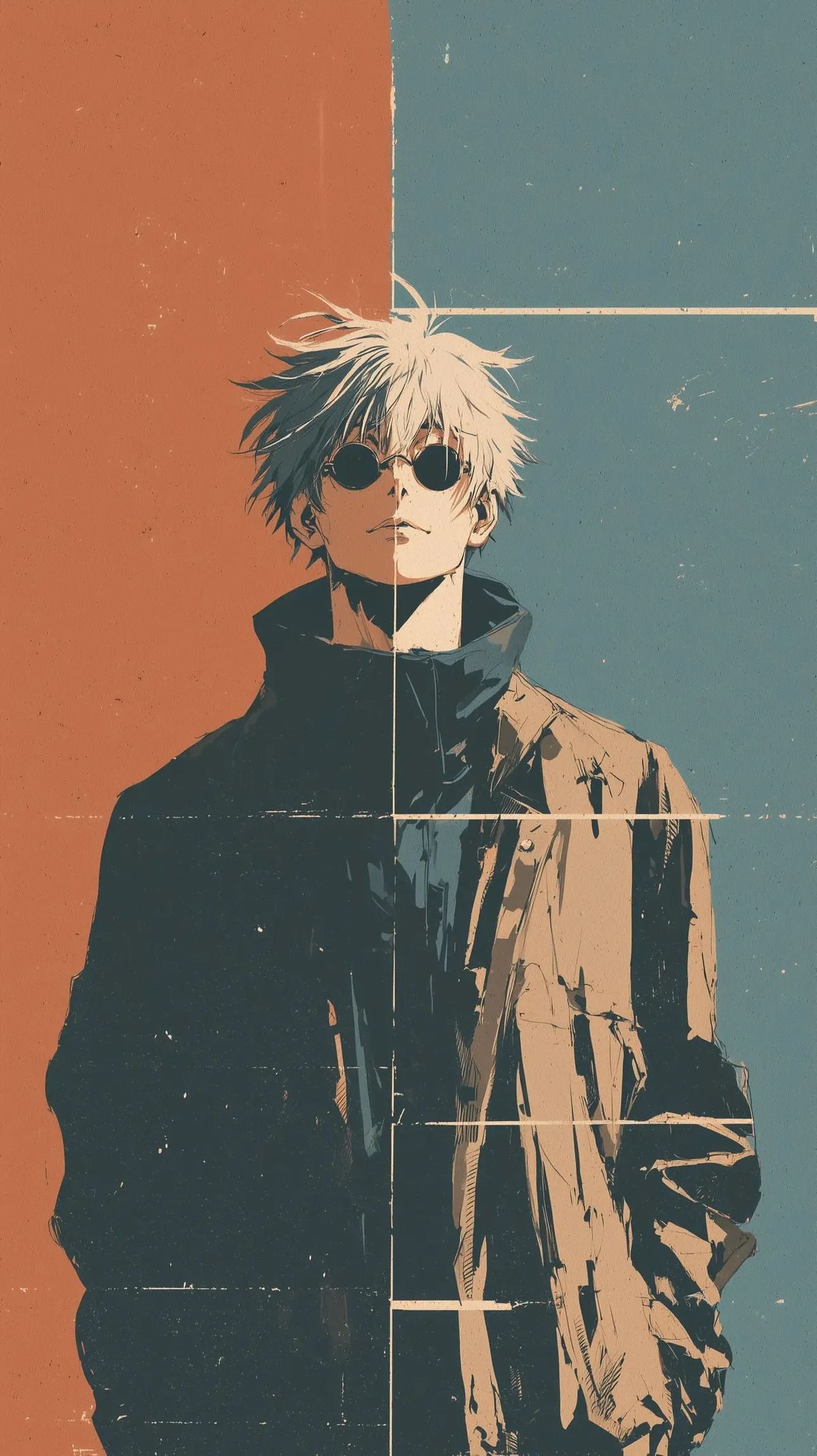 والپیپر پوستر وینتیج زیبایی‌شناختی ساتورو گوجو