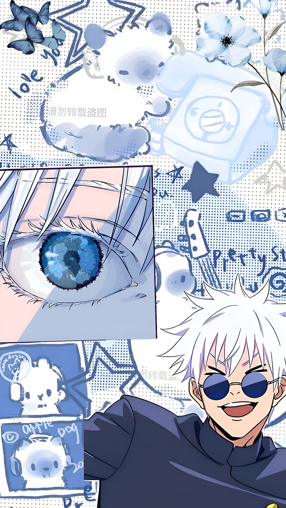 والپیپر زیبایی‌شناسی آبی ساتورو گوجو 4K