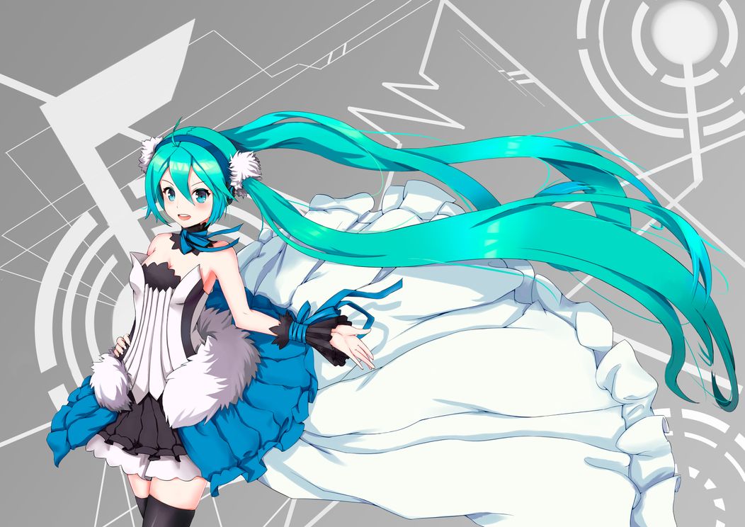 Papel de Parede 4K de Hatsune Miku Vestido Fantasy Anime