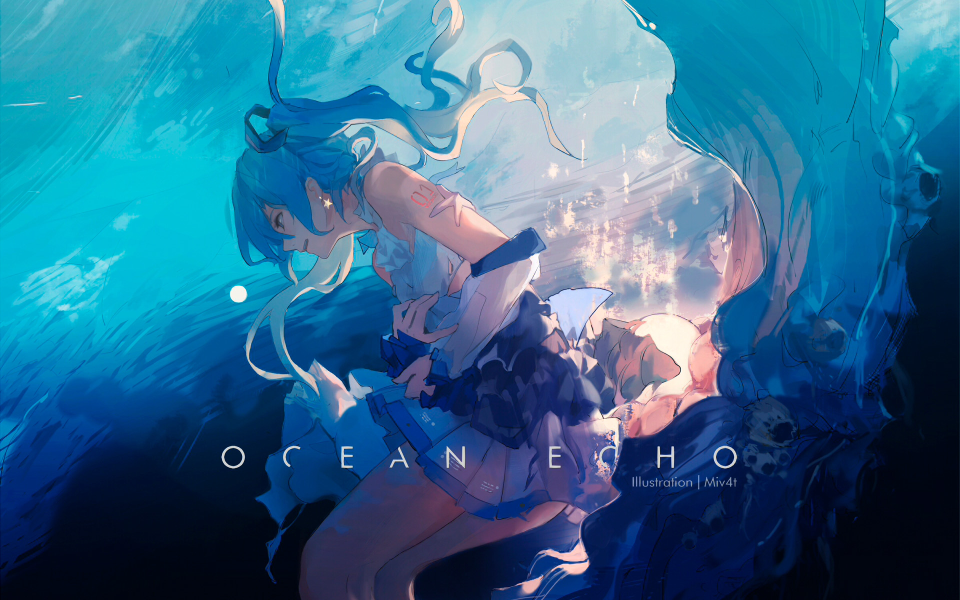 Ocean Echo Hatsune Miku Anime 4K Wallpaper