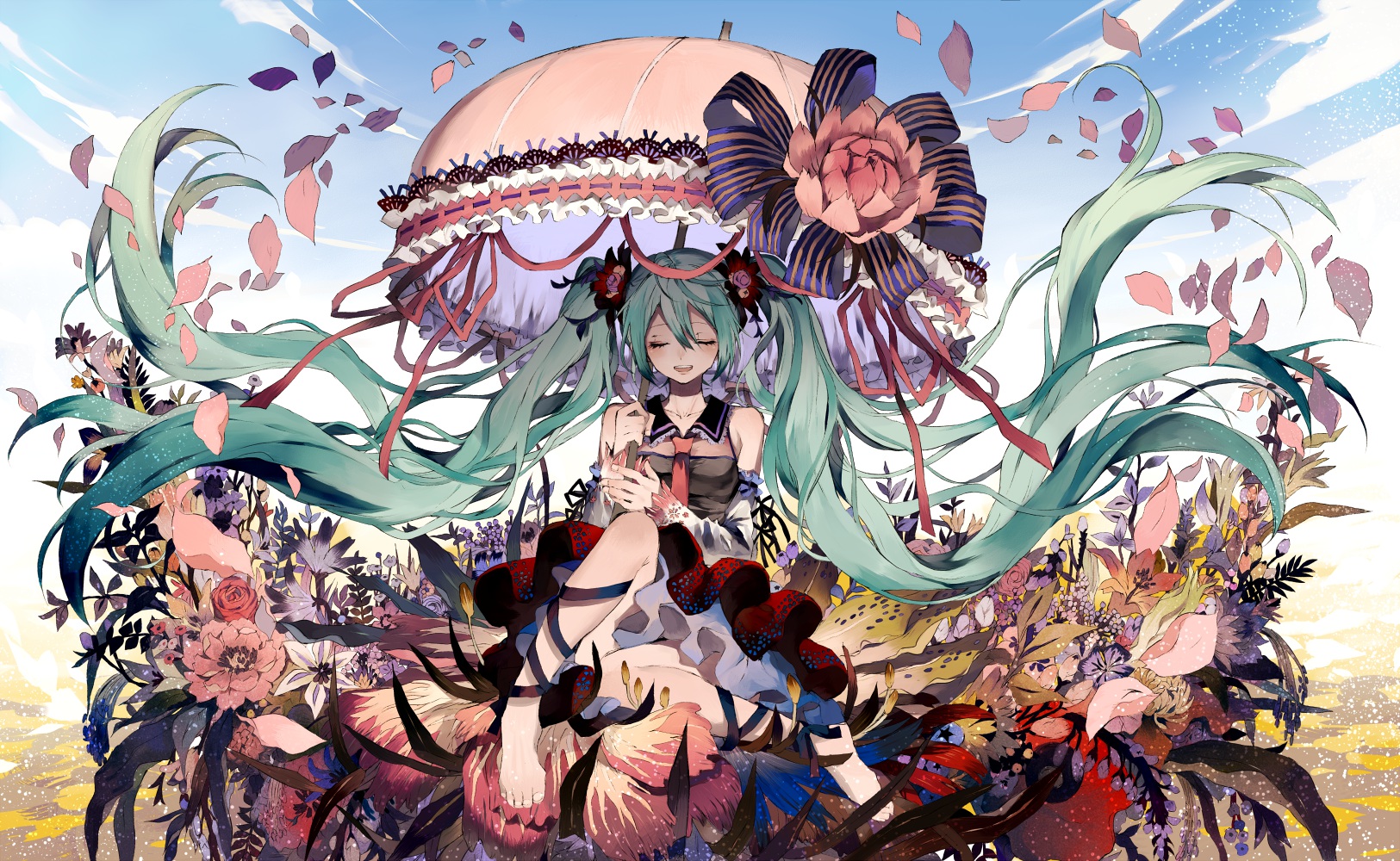 Hatsune Miku Floral Fantasy Anime Wallpaper