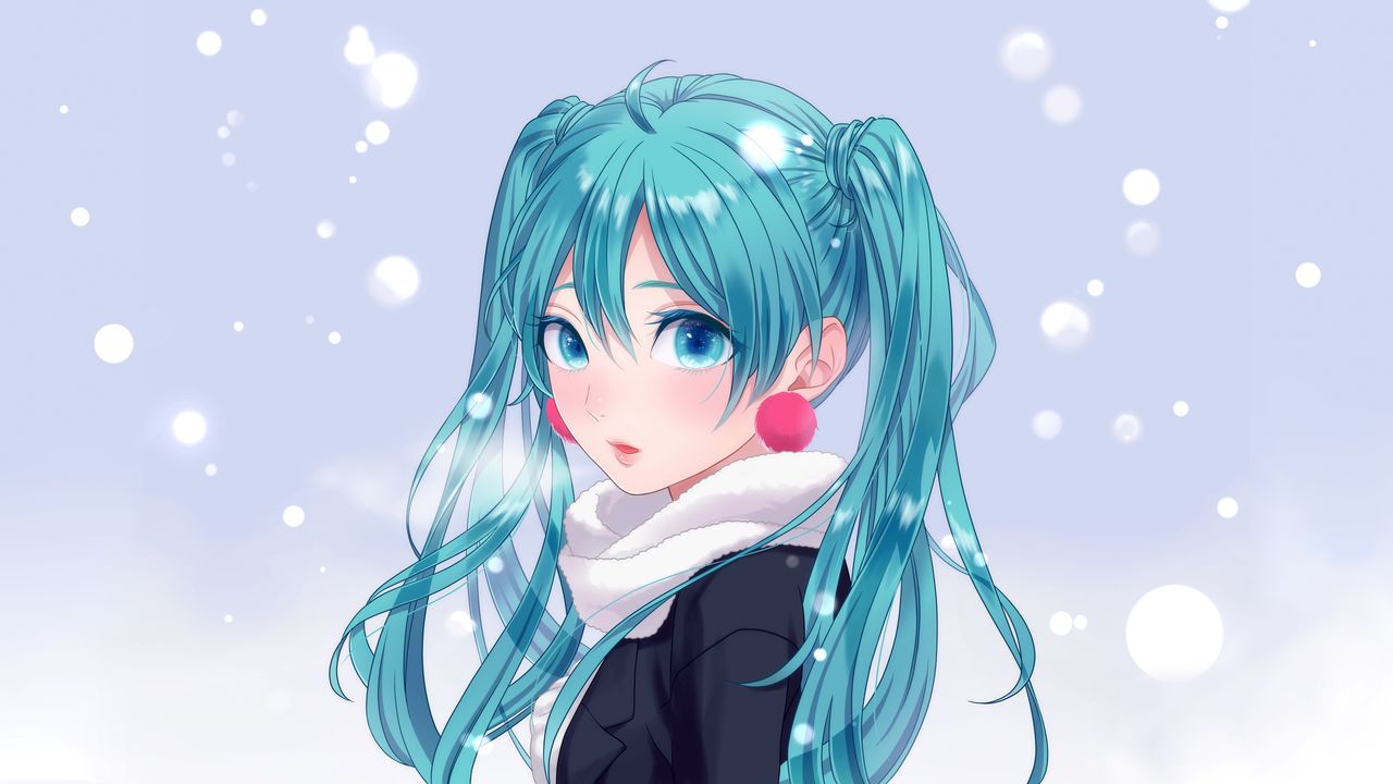Papel de Parede Hatsune Miku Neve de Inverno Anime 4K