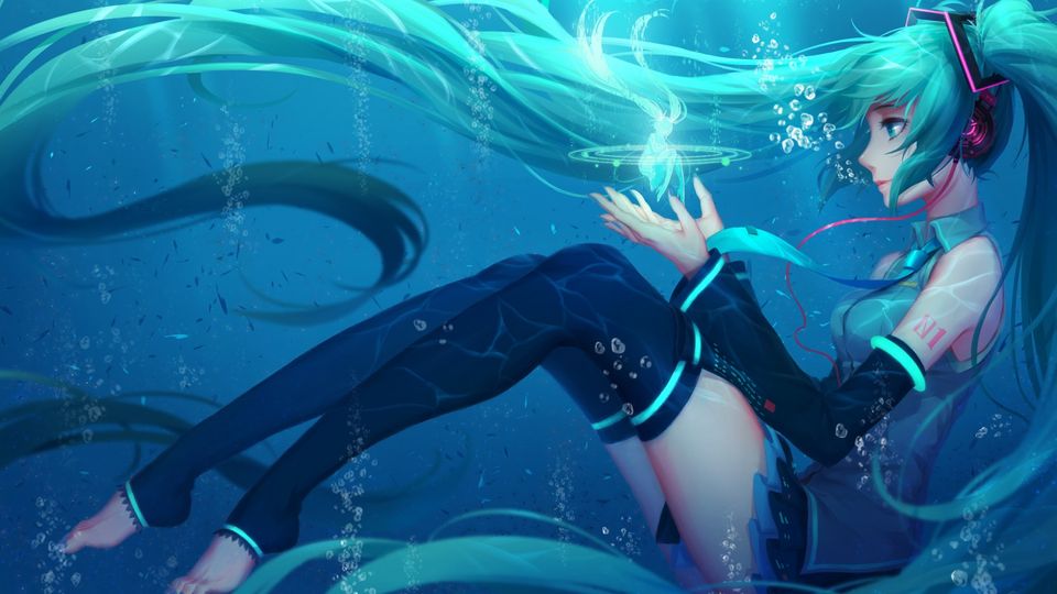 Papel de Parede Anime 4K Magia Subaquática da Hatsune Miku