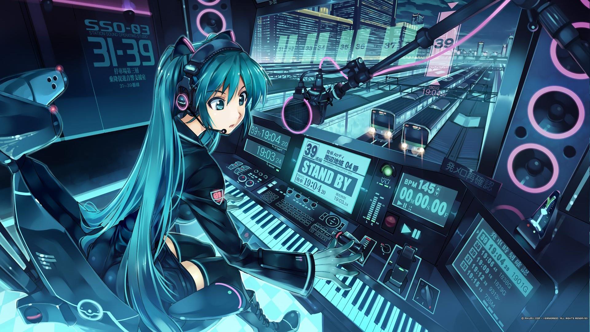 Fondo de Pantalla del Estudio de Sonido de la Estación de Hatsune Miku