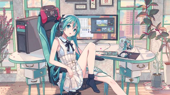 Papel de Parede do Quarto Gamer Anime da Hatsune Miku