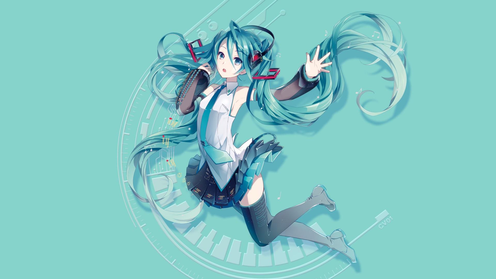Wallpaper Anime 4K Hatsune Miku Tema Teal