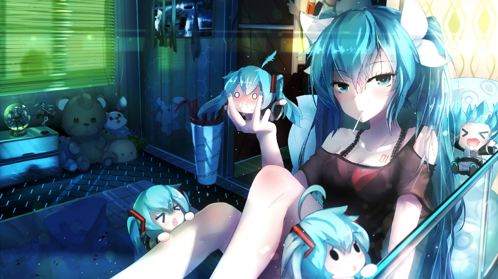 Hatsune Miku Anime Room Chibi Wallpaper