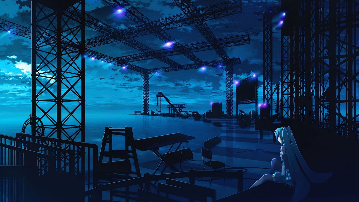 Papel de Parede de Show Noturno de Anime com Hatsune Miku