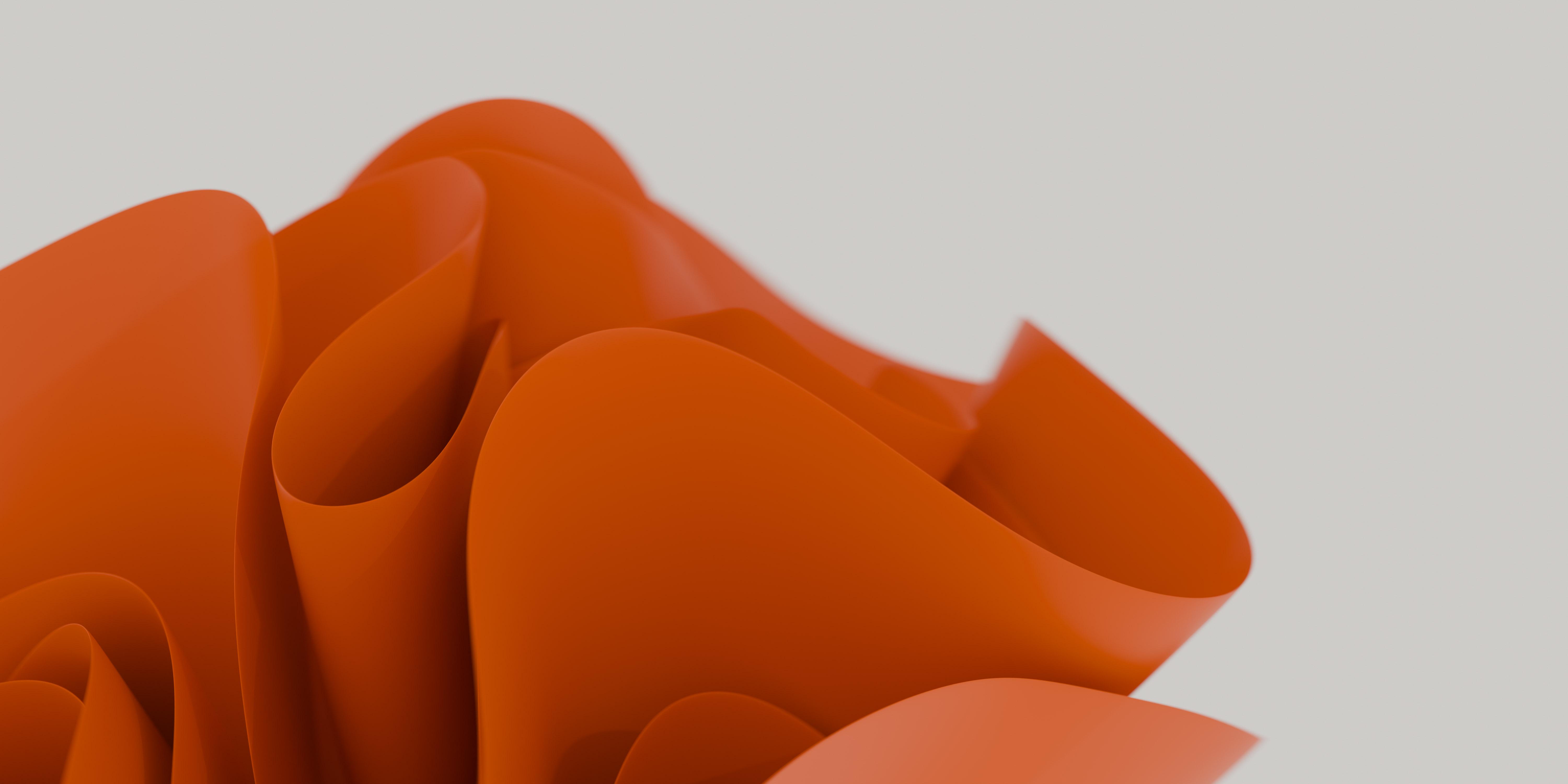 Oranje Abstracte Golven Windows 11 Achtergrond
