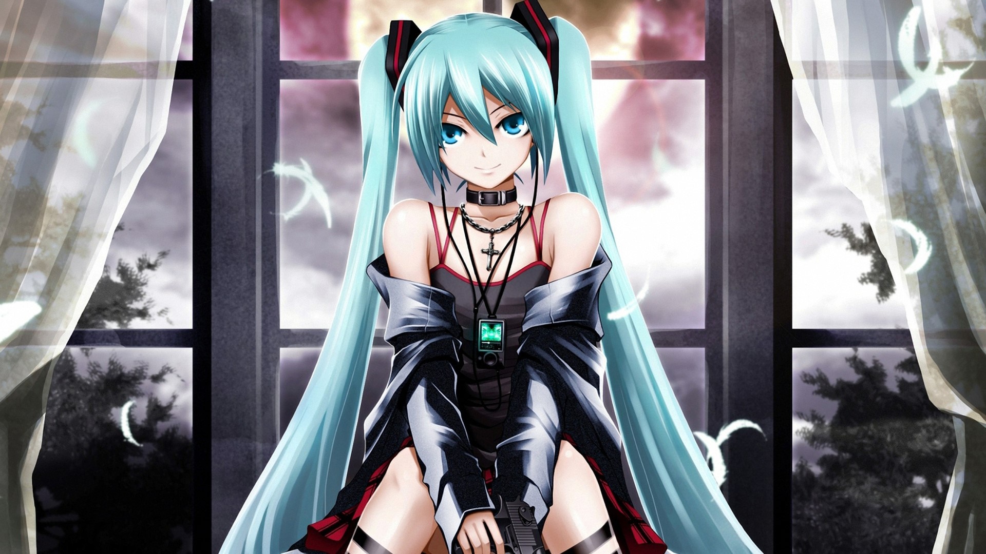 Papel de Parede Anime Dark Gothic Hatsune Miku 4K