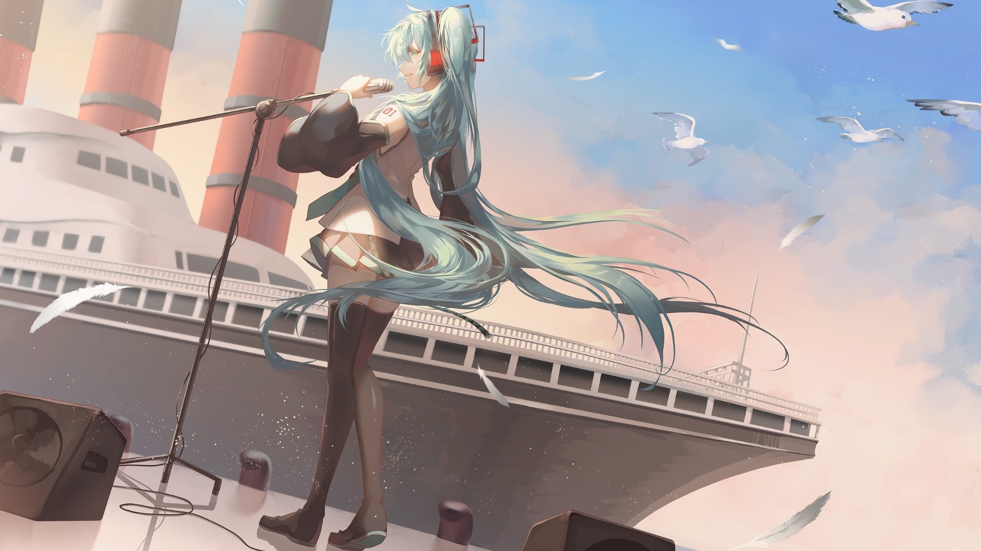 Papel de Parede Anime do Show de Hatsune Miku no Navio