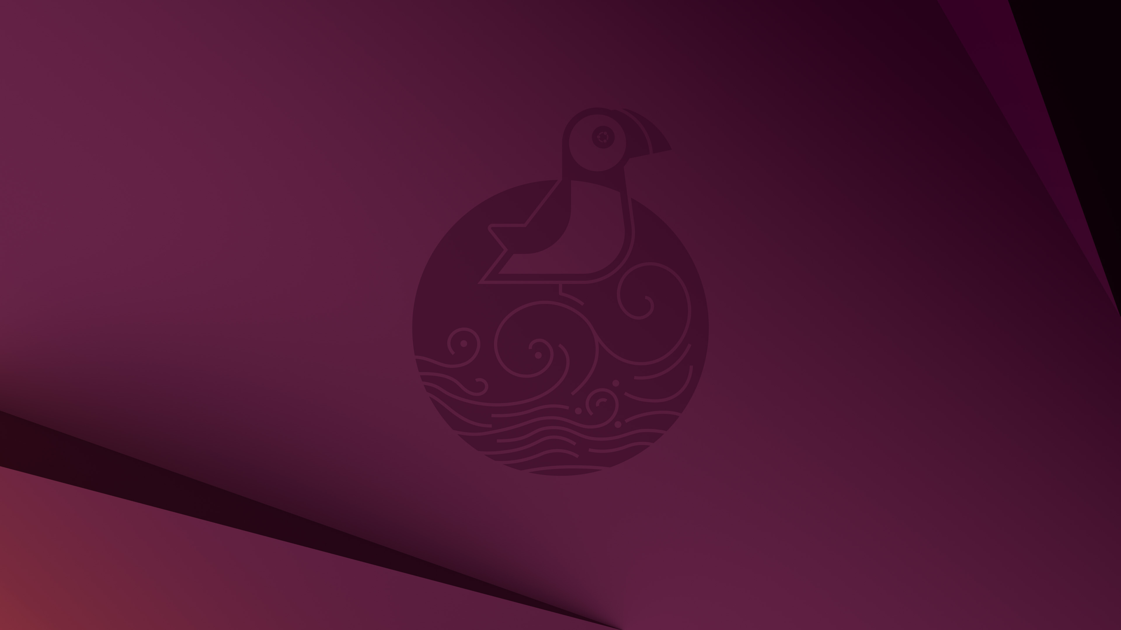Papel de Parede 4K Ubuntu Linux com Logo Puffin Escuro