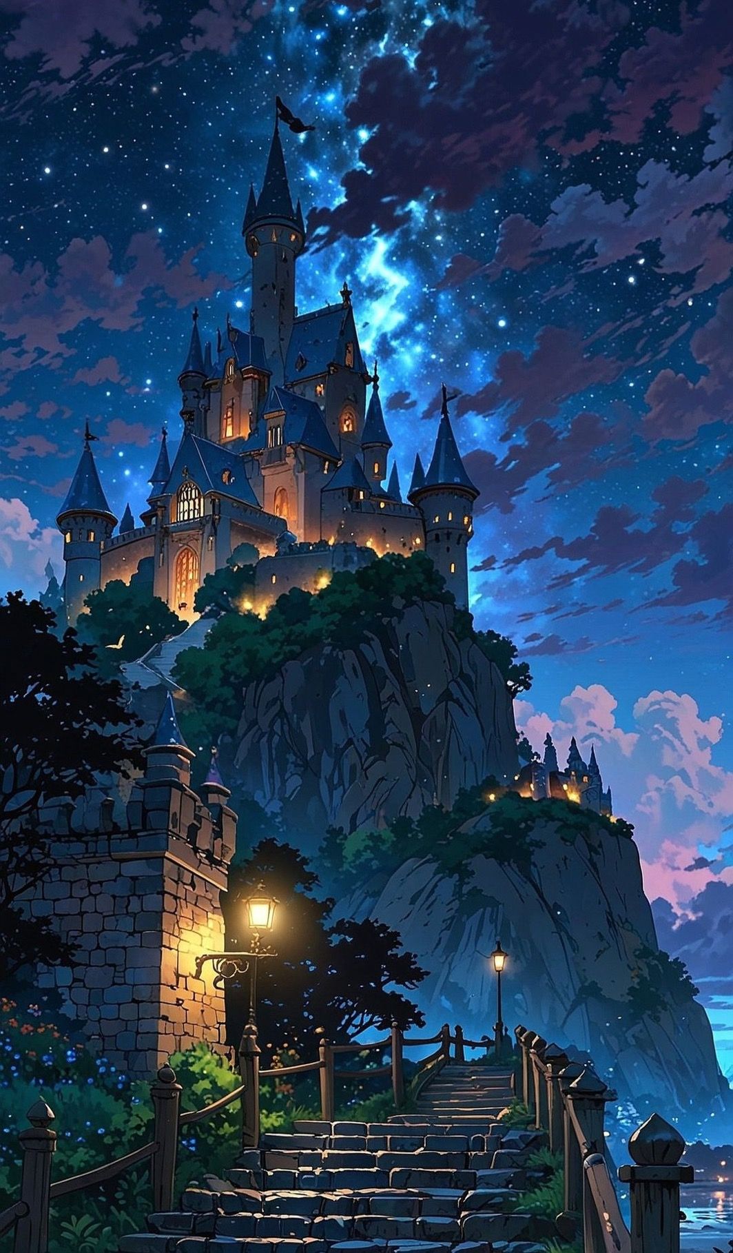 Wallpaper Anime - Kastil Fantasi Resolusi Tinggi 4K