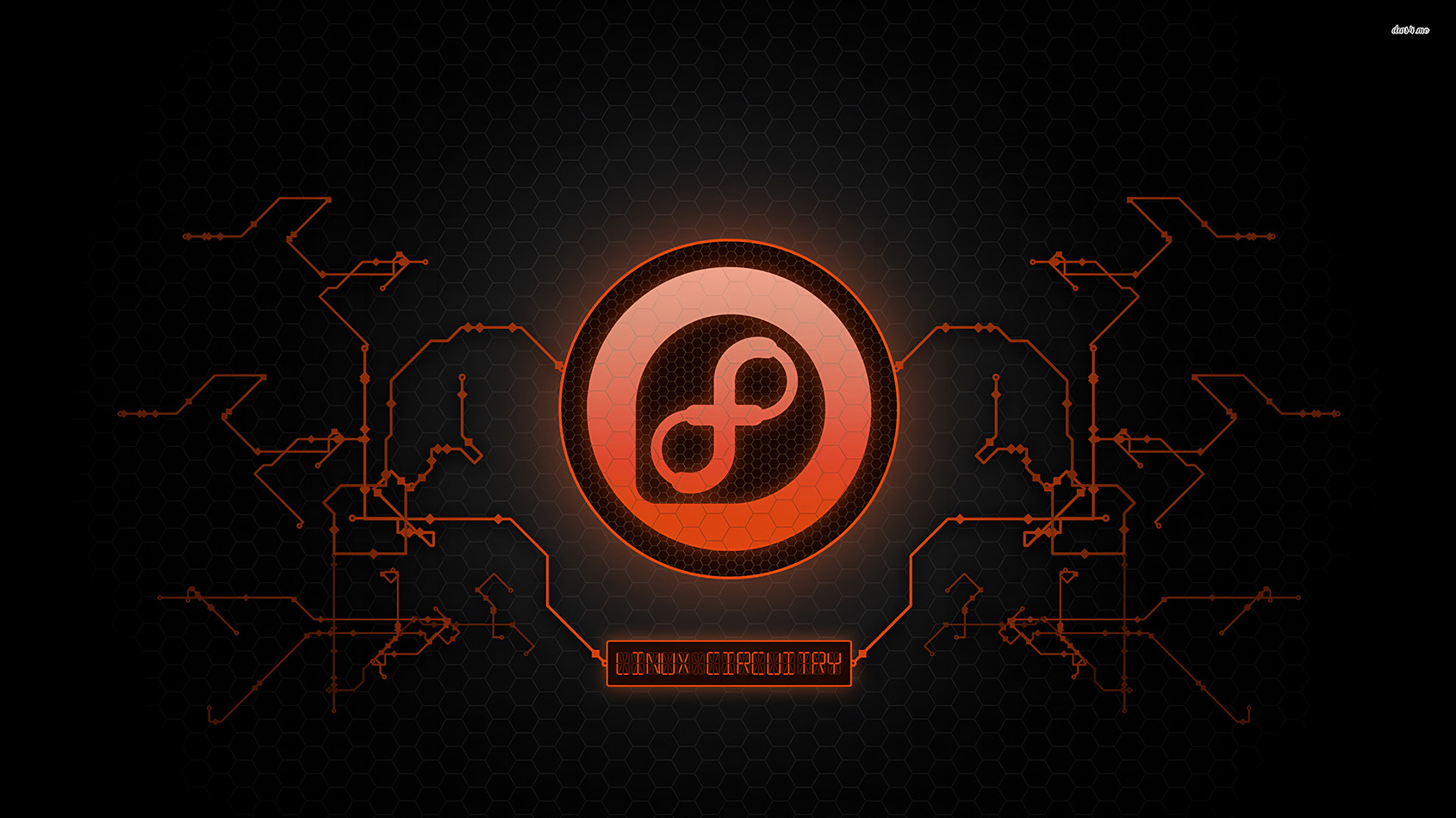 Fedora Linux 电路 4K 深色壁纸