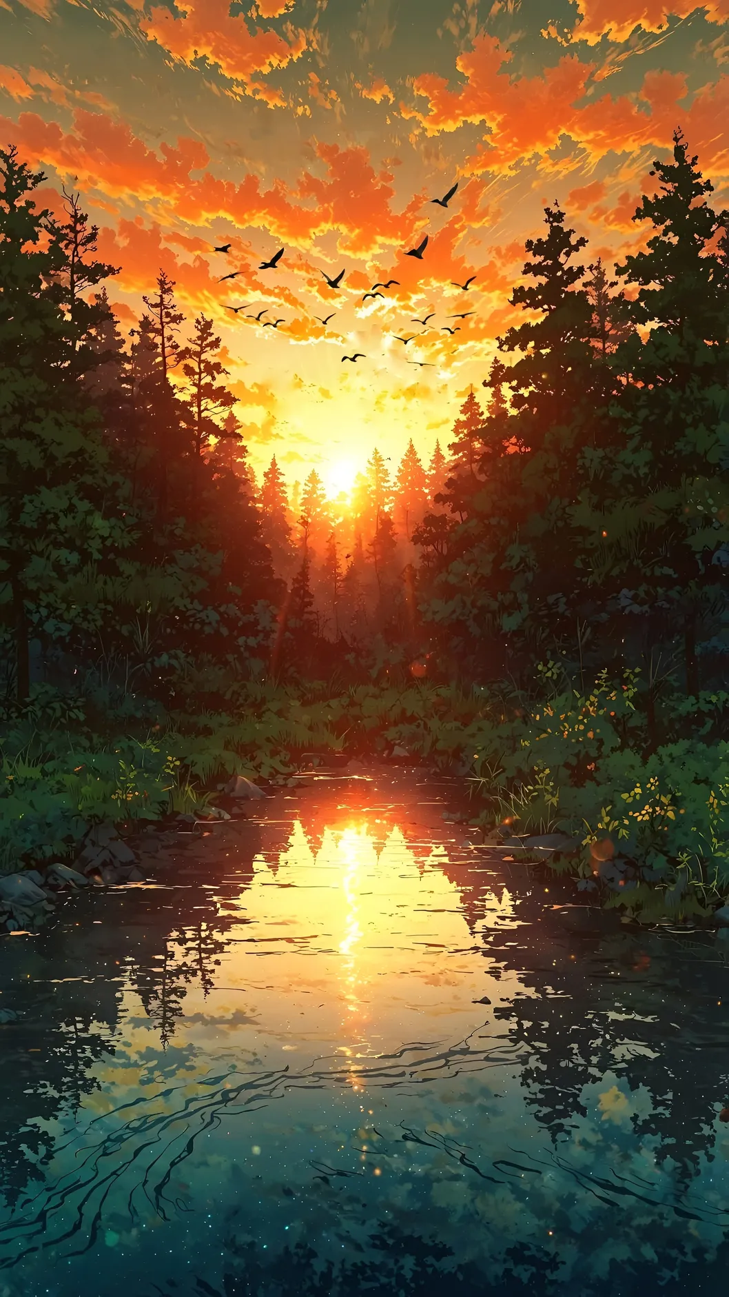 Anime Wallpaper - Stunning 4K Forest Sunset
