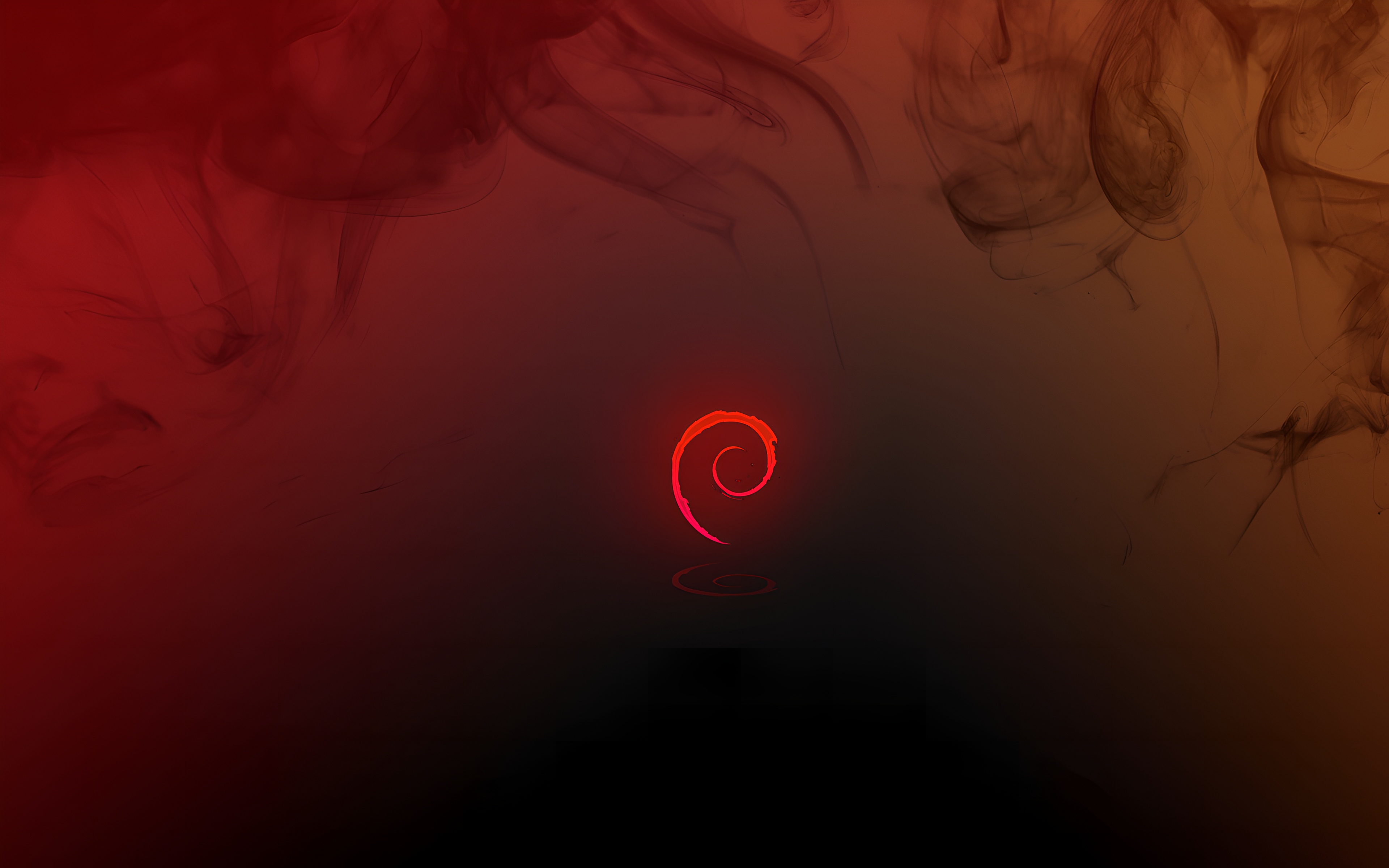 Debian Linux Glowing Logo Smoke 4K Wallpaper