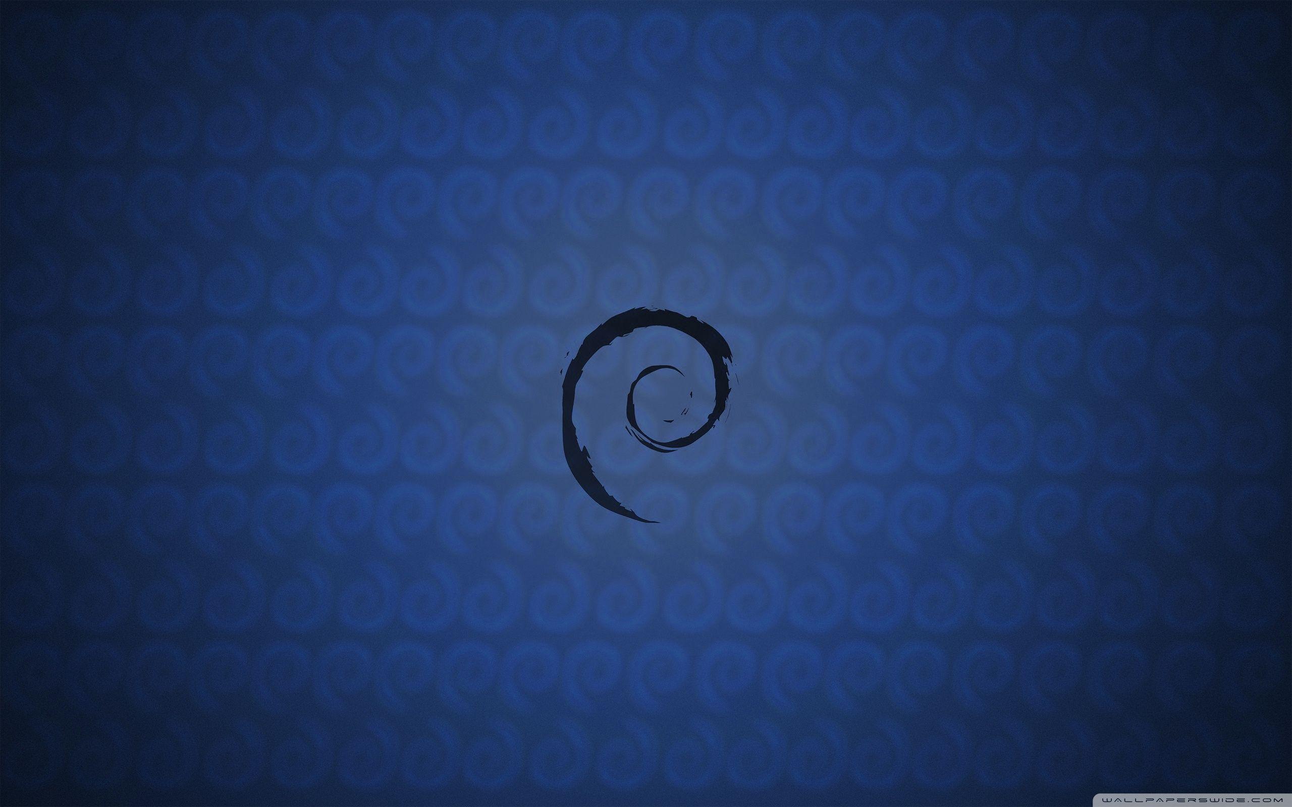 Tapeta Debian Linux Ciemnoniebieska Spirala 4K