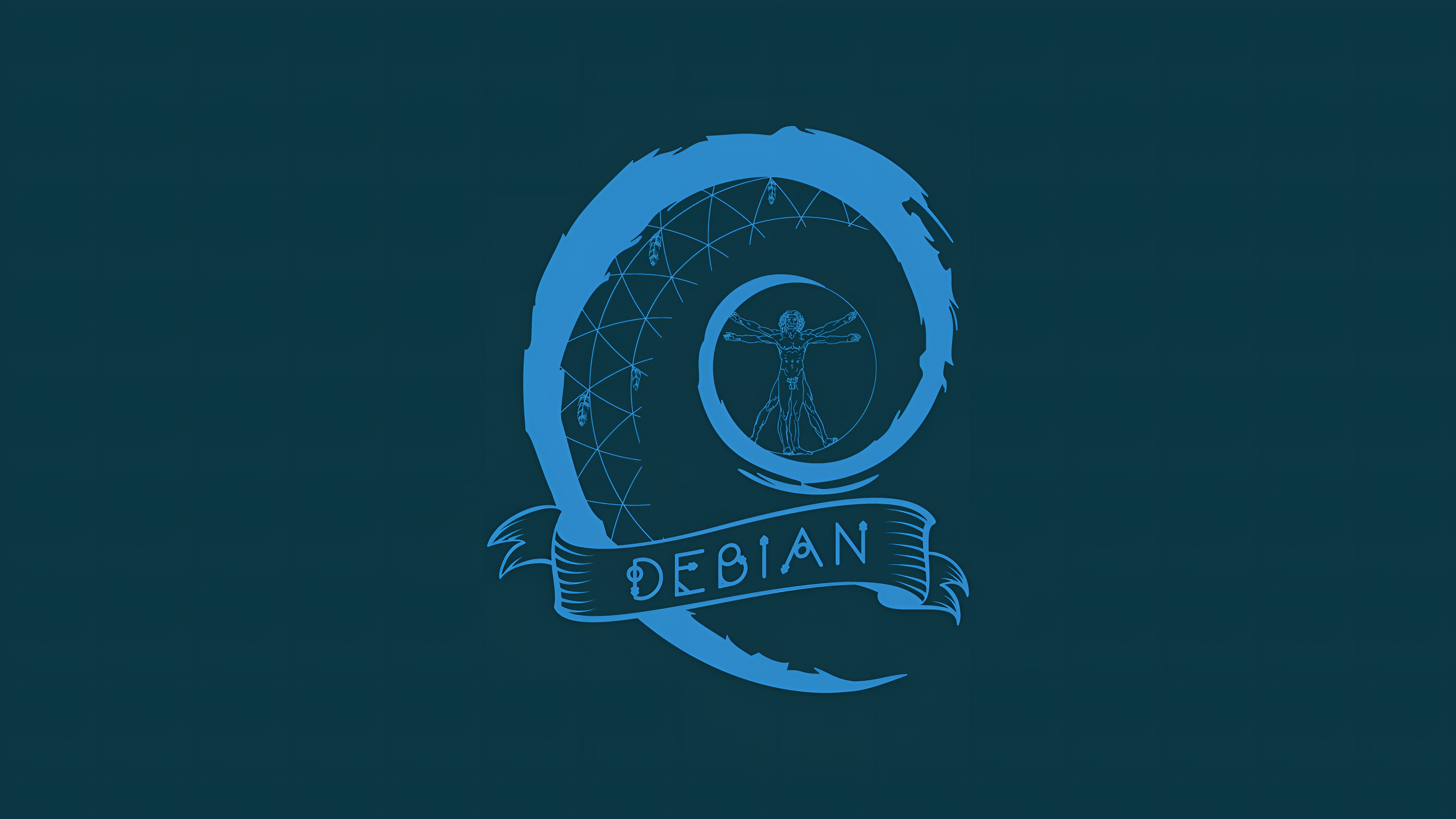 Debian Linux Vitruvian Enso Circle 4K Wallpaper
