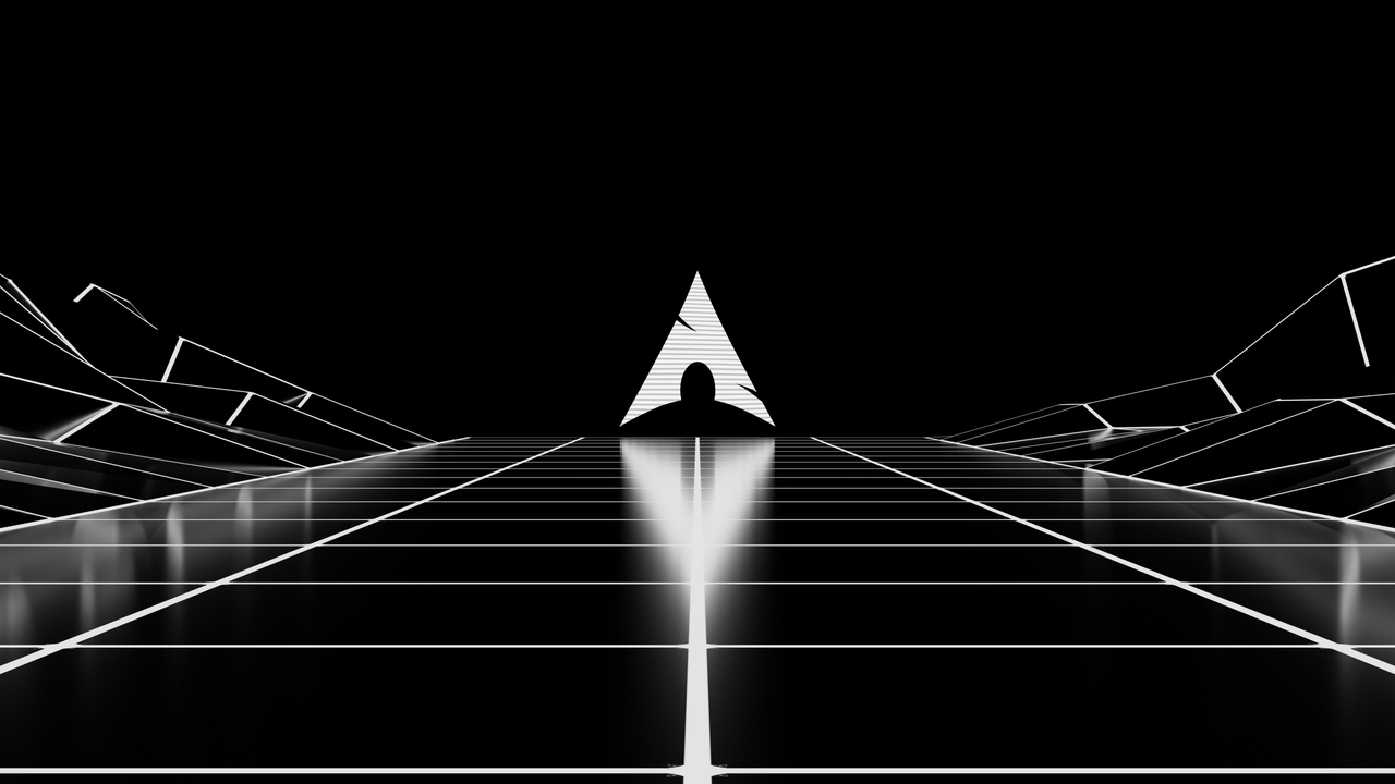 Arch Linux レトログリッド ダーク壁紙 4K