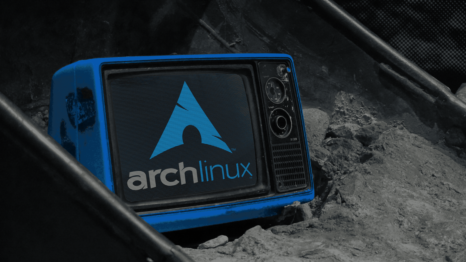 Arch Linux レトロテレビ荒廃地壁紙