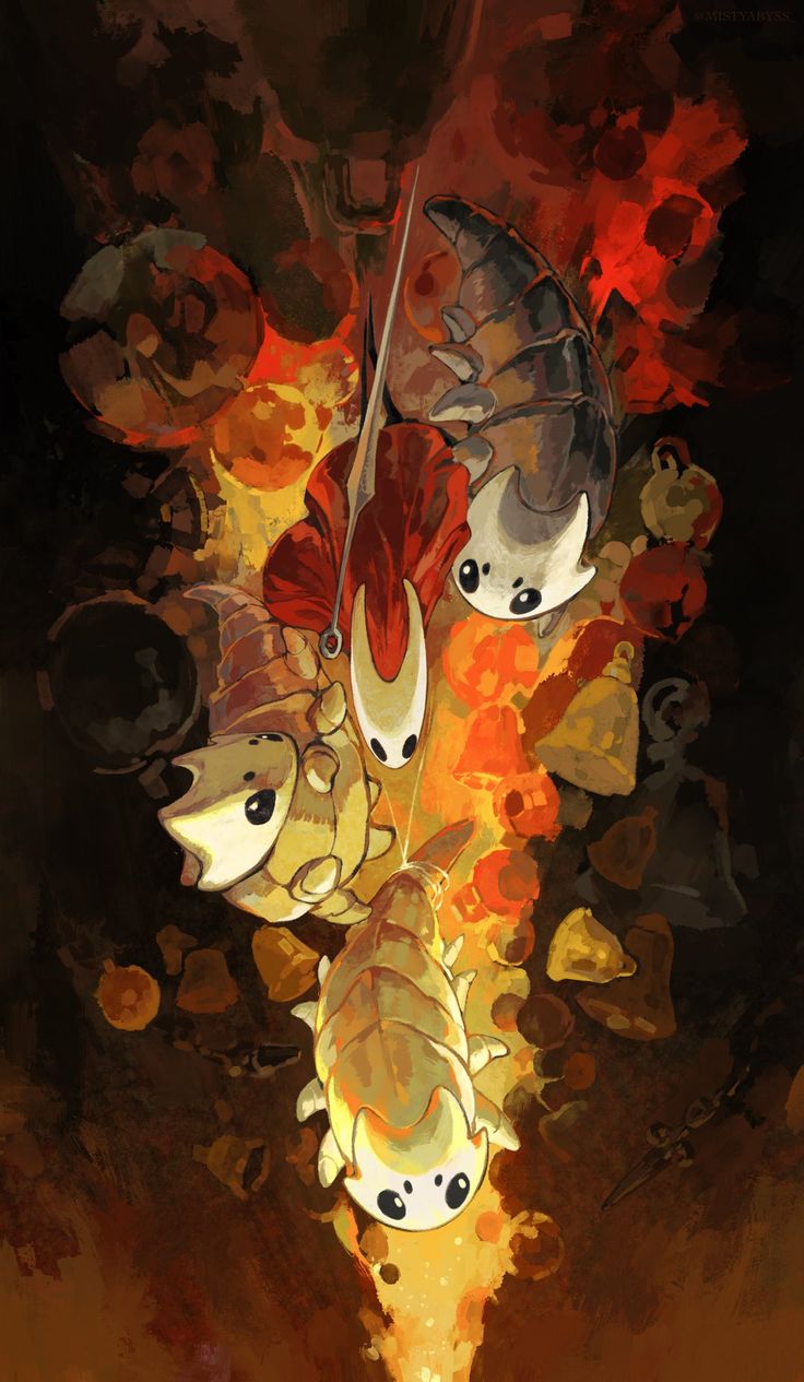 วอลเปเปอร์แฟนอาร์ต Hollow Knight – การตกลงสู่เปลวเพลิง