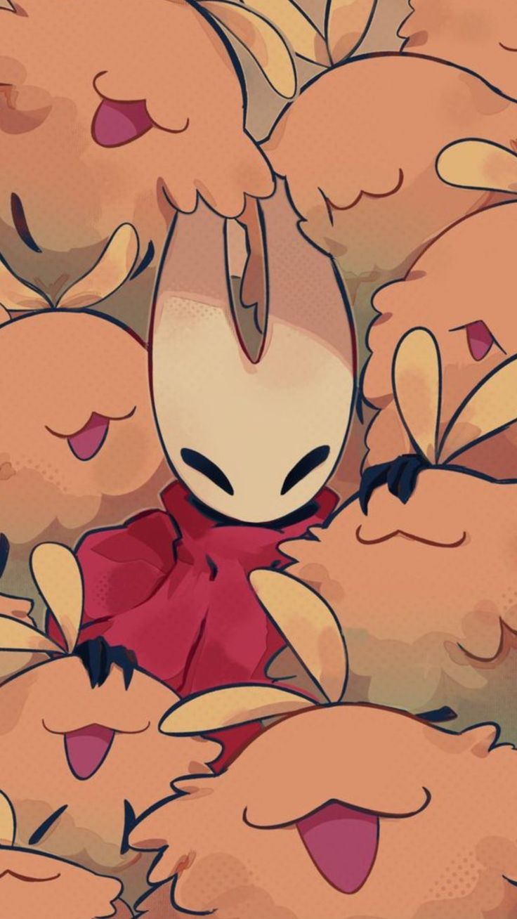 วอลเปเปอร์ Hornet จาก Hollow Knight ล้อมรอบด้วย Maskflies