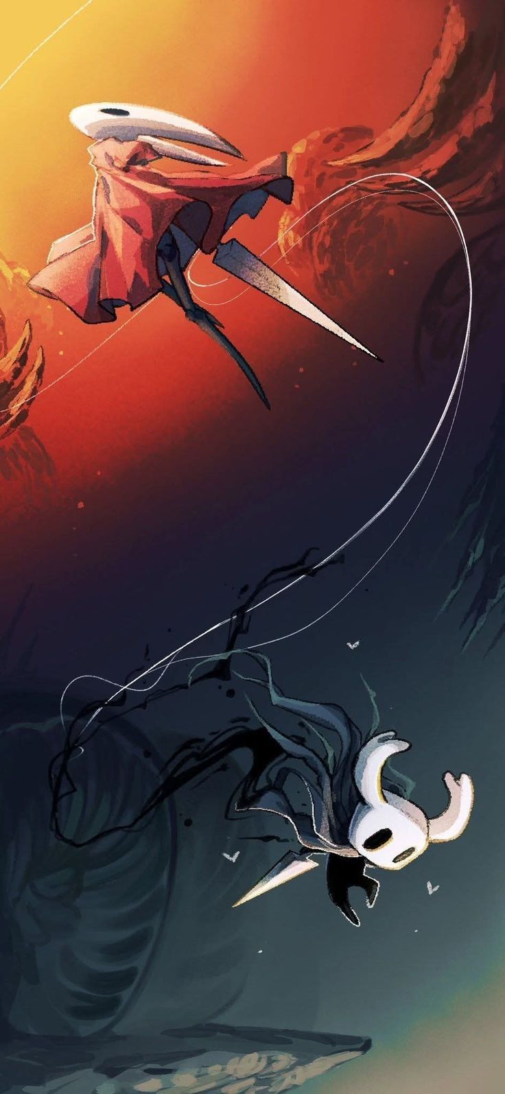 วอลเปเปอร์การต่อสู้สุดมันส์ Hollow Knight vs Hornet