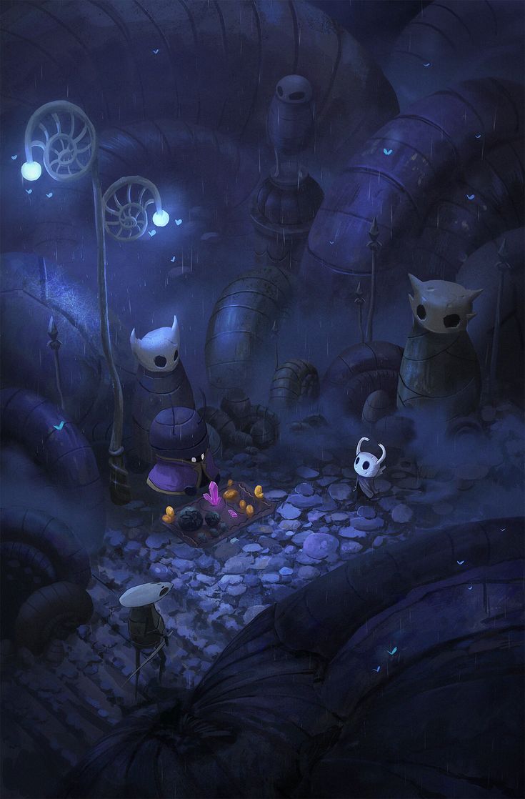 วอลเปเปอร์ 4K ฉากคืนฝนตก Hollow Knight