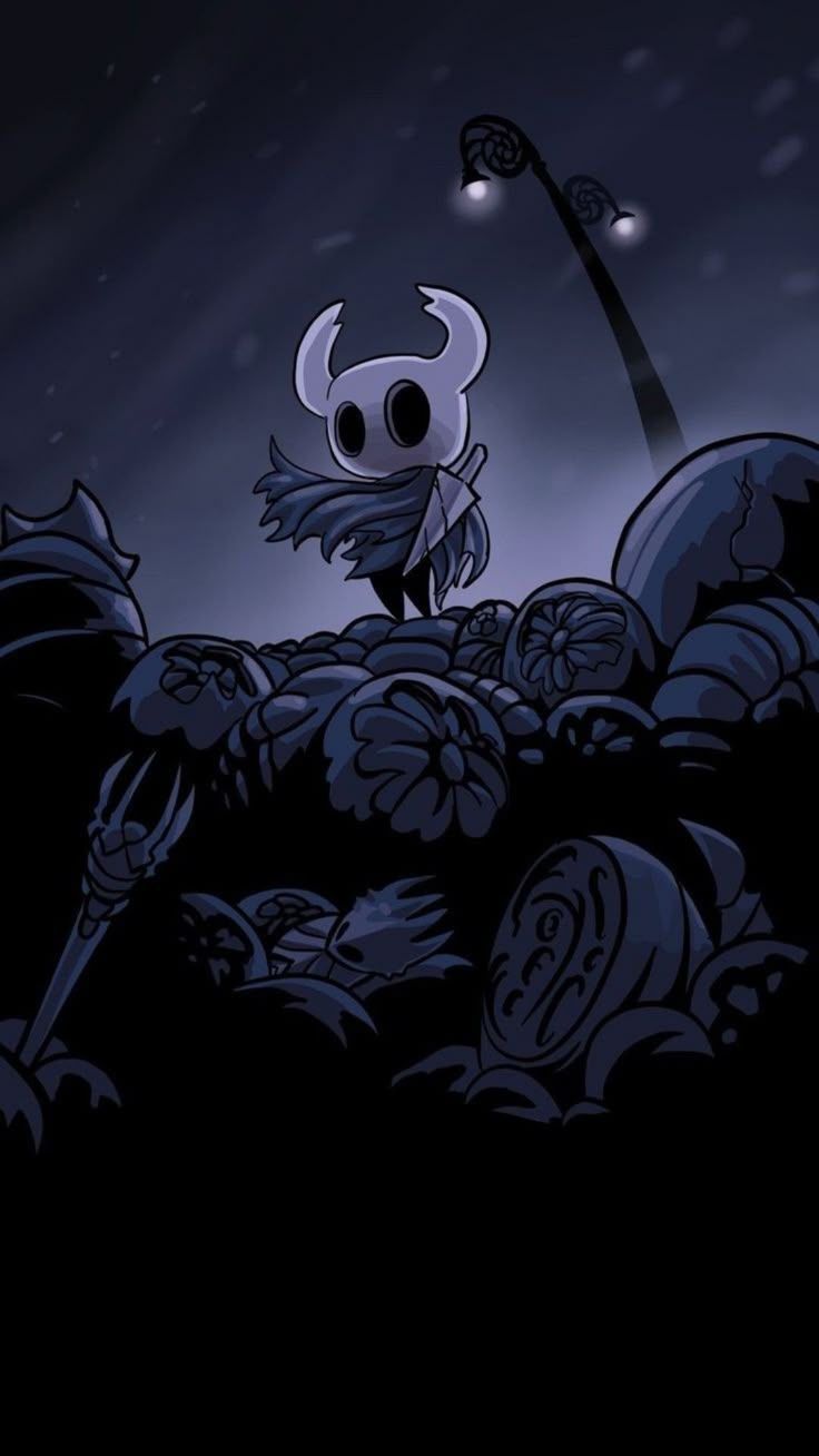 วอลเปเปอร์นักรบ Hollow Knight บนซากปรักหักพังมืด
