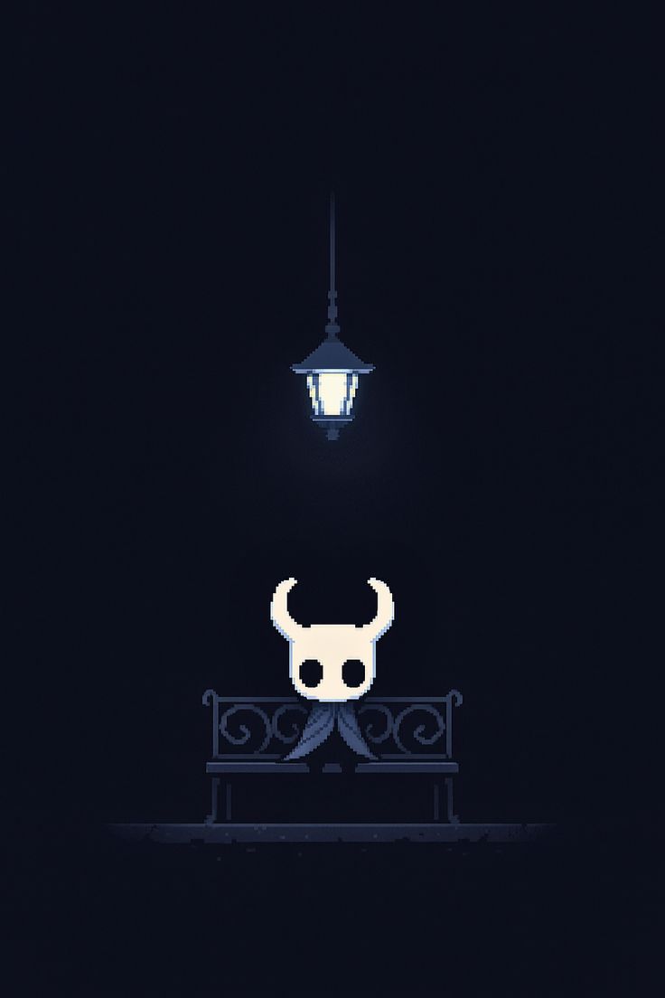 วอลเปเปอร์กลางคืนพิกเซลอาร์ตม้านั่ง Hollow Knight