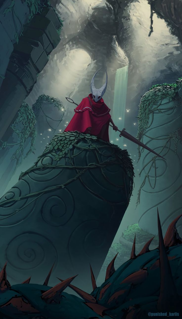 วอลเปเปอร์ Hollow Knight Hornet เสื้อคลุมสีแดง