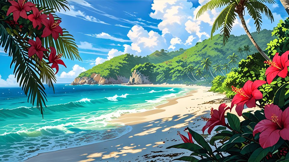动漫夏季海滩壁纸