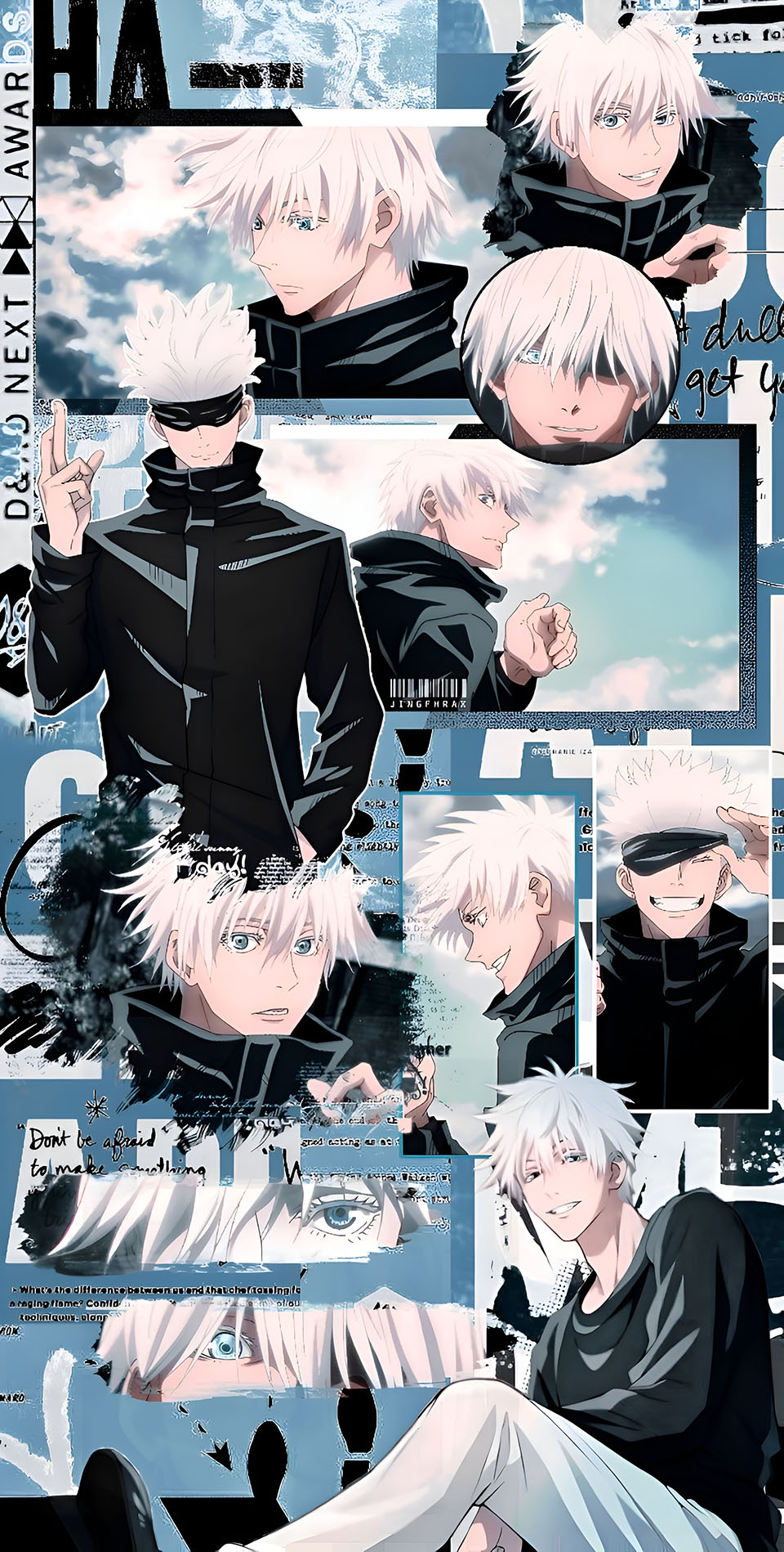 Satoru Gojo Ästhetisches Collage Wallpaper 4K