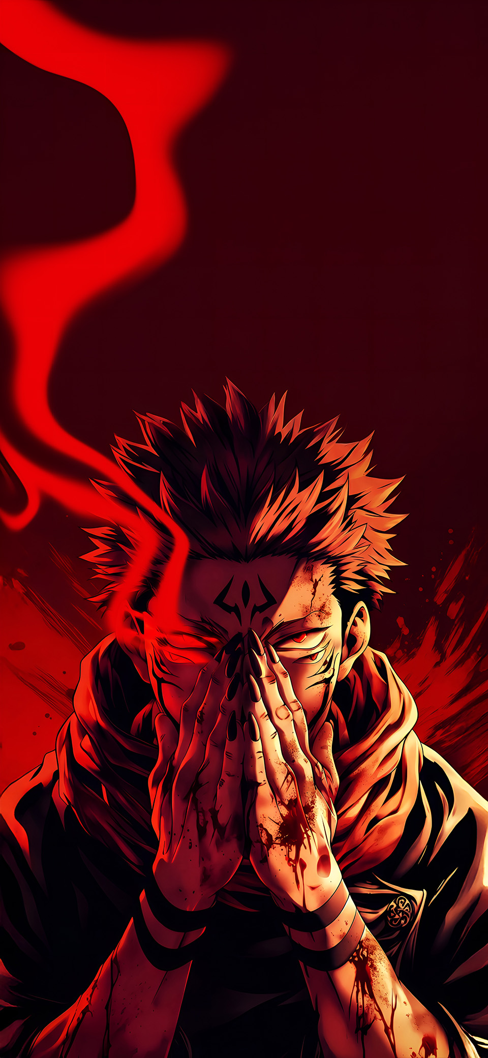Sukuna Jujutsu Kaisen Madilim na Pulang Wallpaper