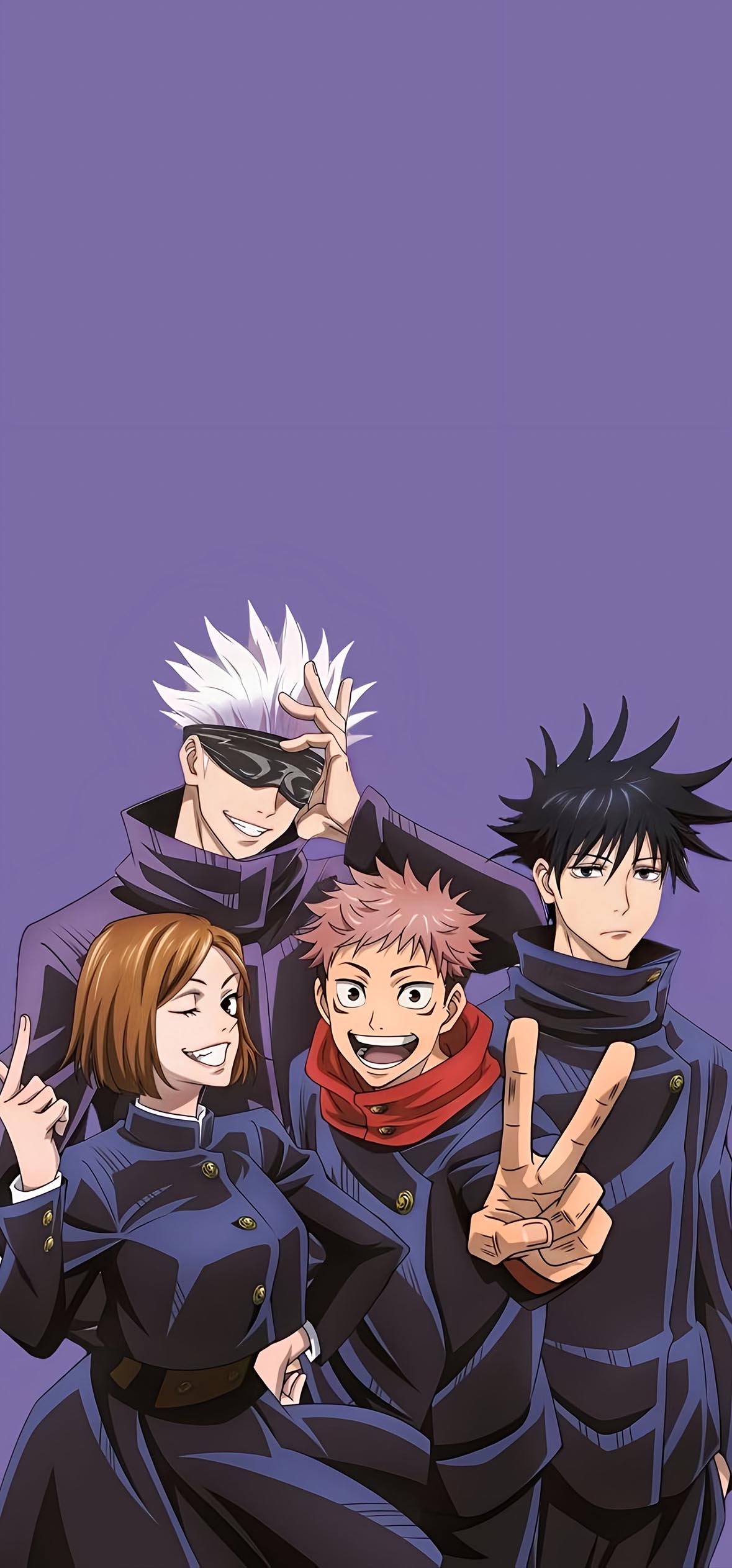 Jujutsu Kaisen Hauptcast Lila Wallpaper 4K