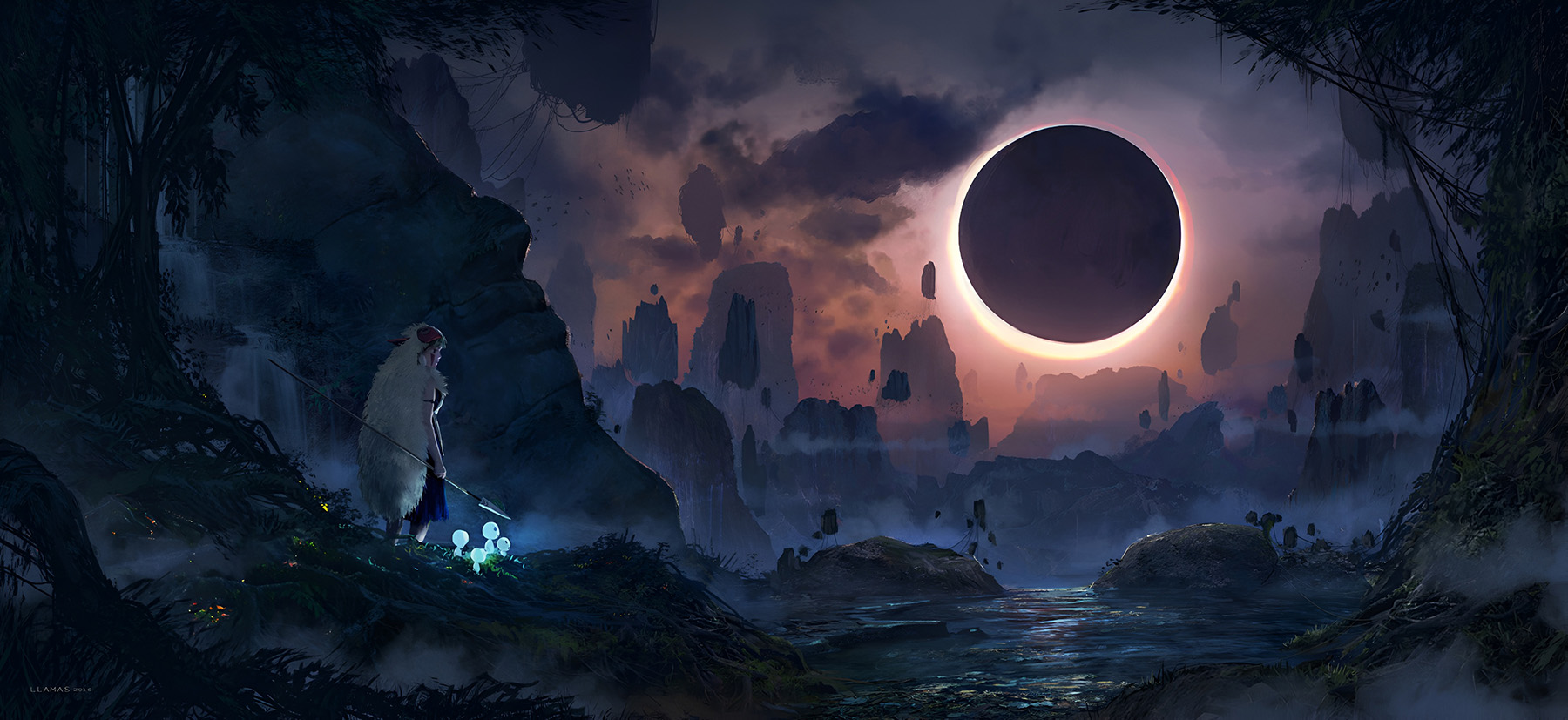 Princess Mononoke Eclipse Fantasy Wallpaper 4K