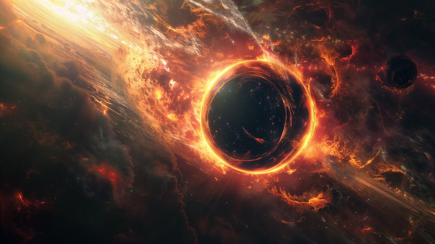 Black Hole Fire Ring Wallpaper in Deep Space